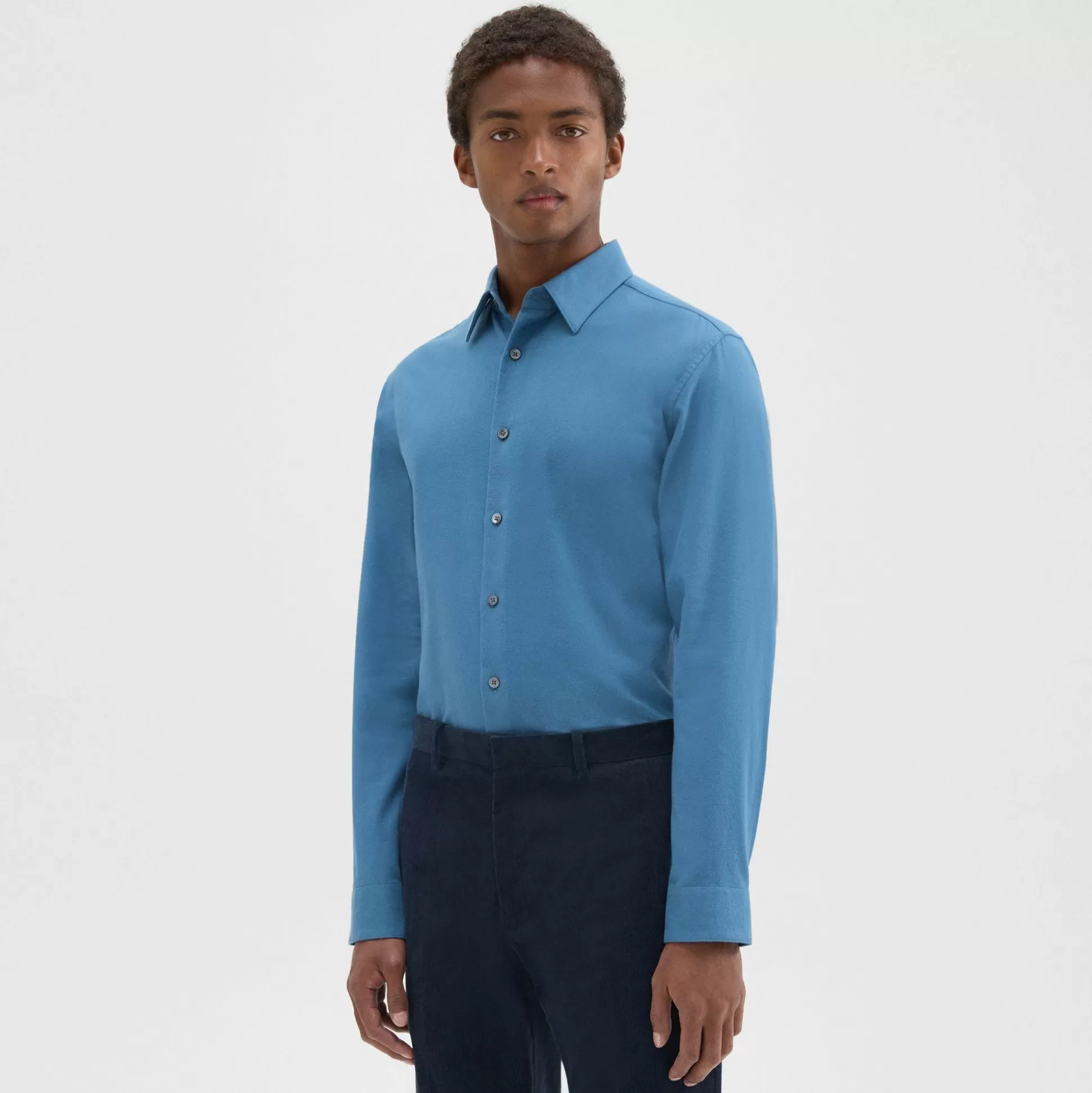 Theory Irving Shirt In Cotton Flannel-Men Shirts