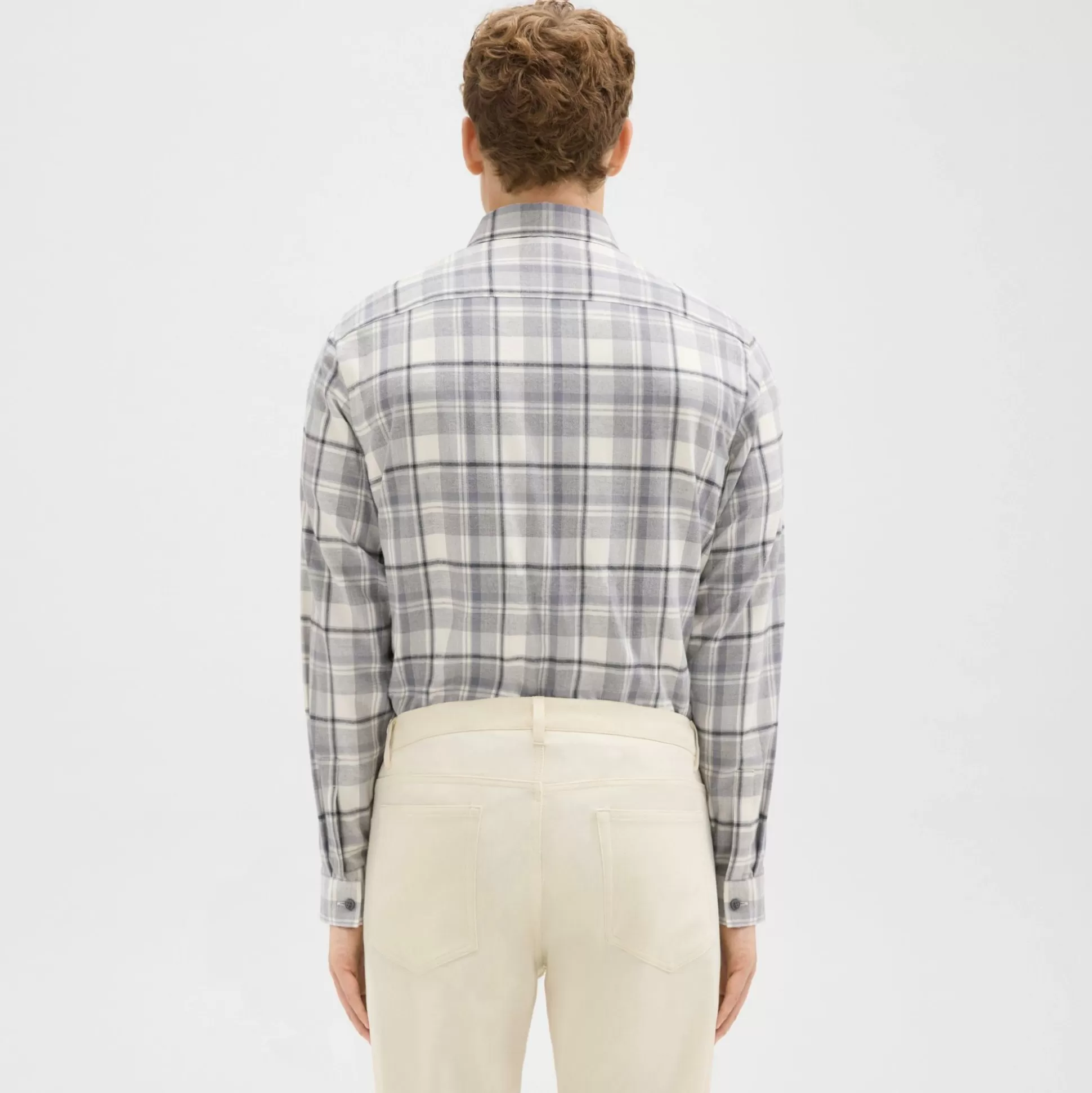 Theory Irving Shirt In Plaid Twill Flannel-Men Shirts