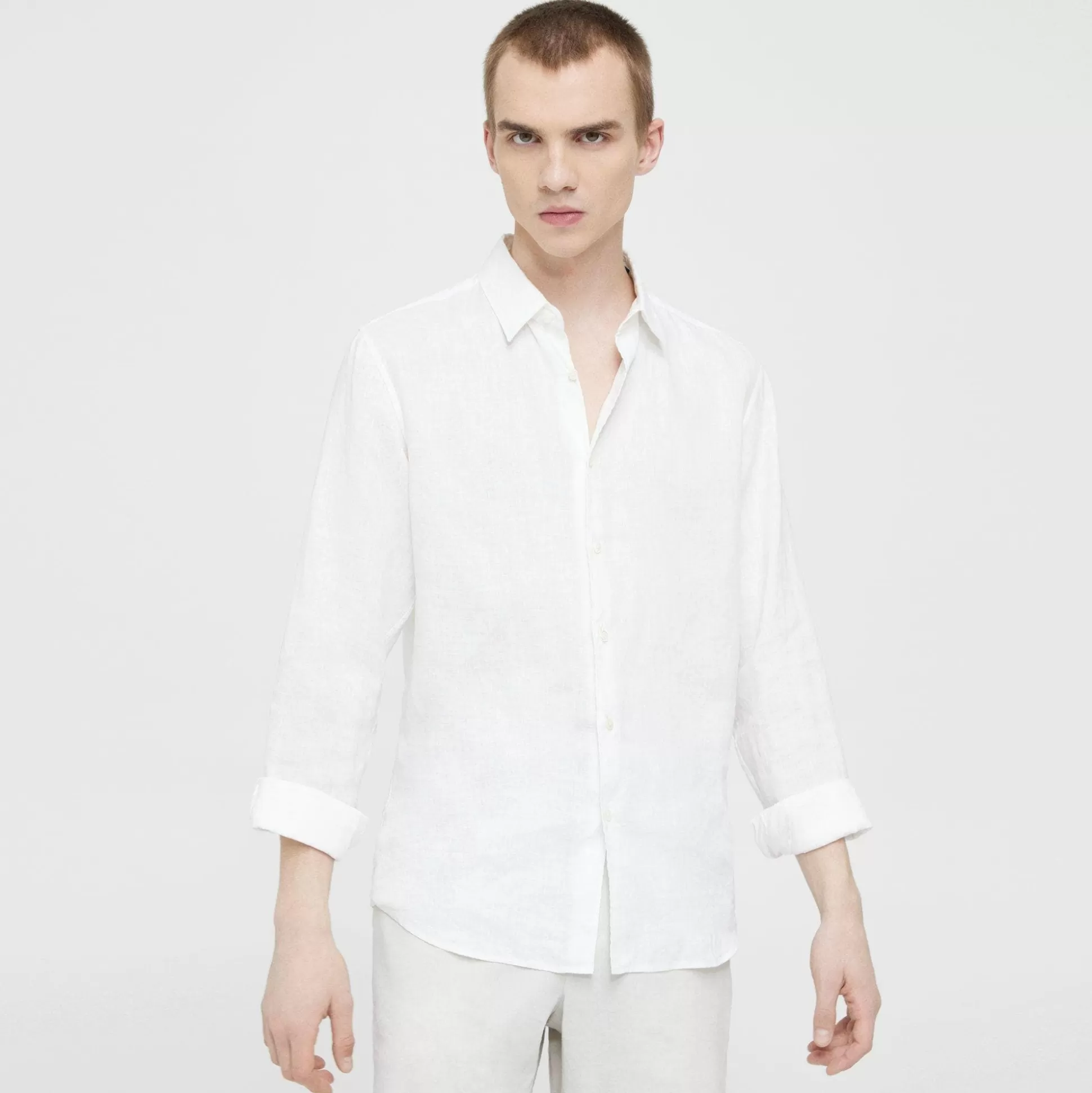 Theory Irving Shirt In Relaxed Linen-Men Shirts