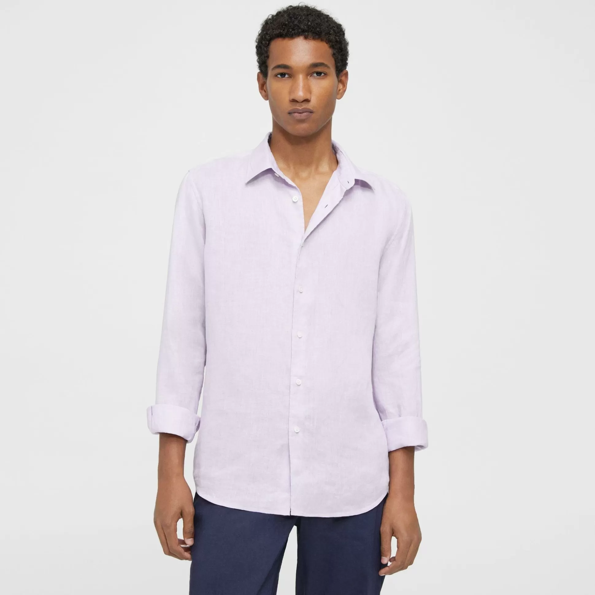 Theory Irving Shirt In Relaxed Linen-Men Shirts