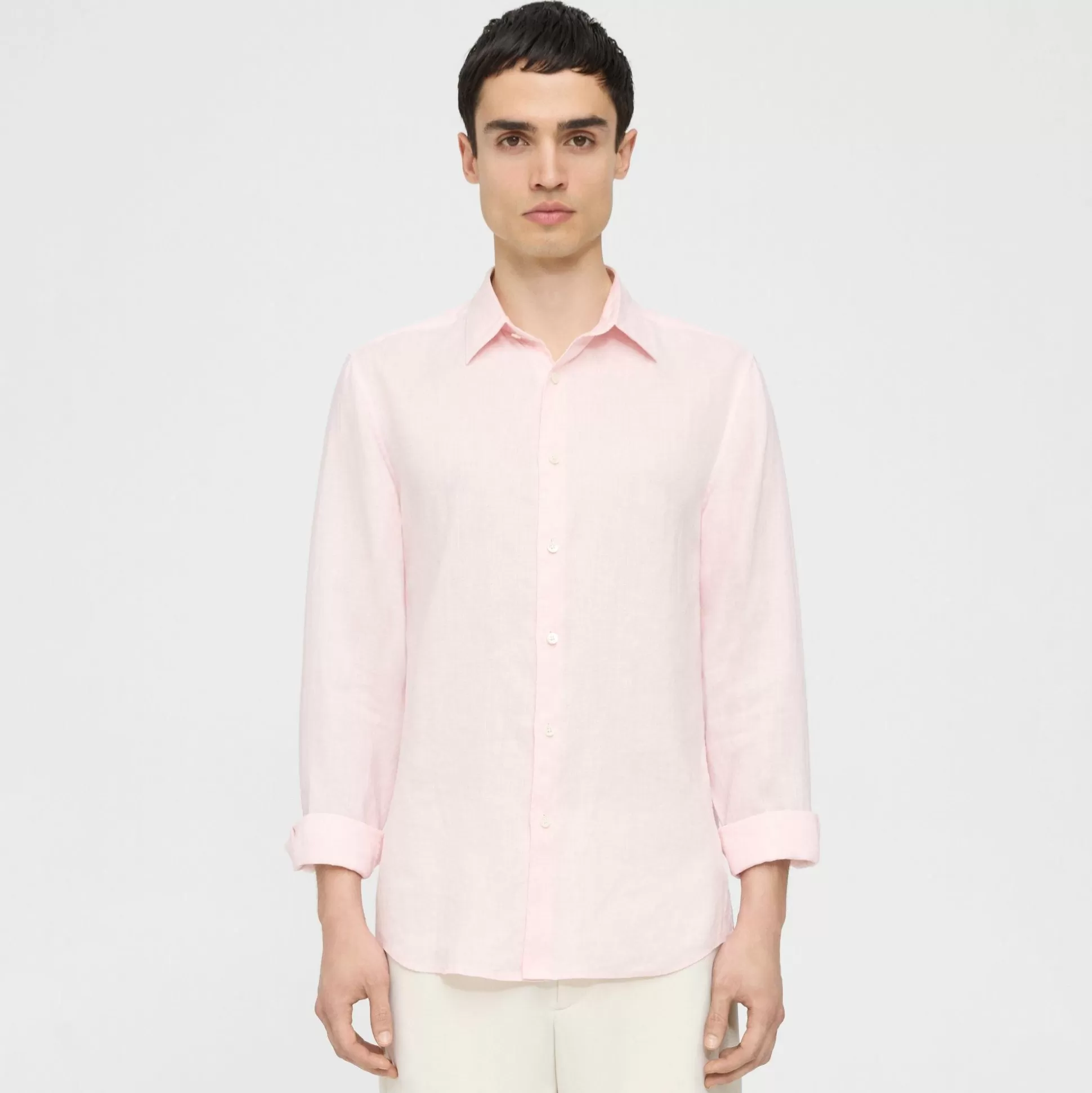 Theory Irving Shirt In Relaxed Linen-Men Shirts