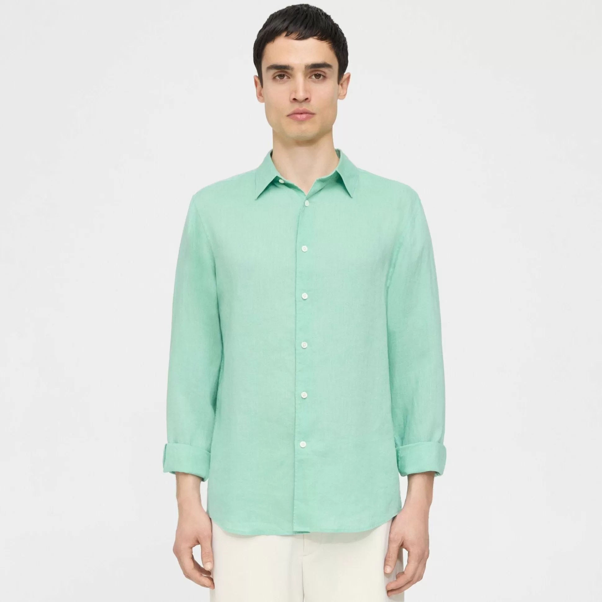 Theory Irving Shirt In Relaxed Linen-Men Shirts