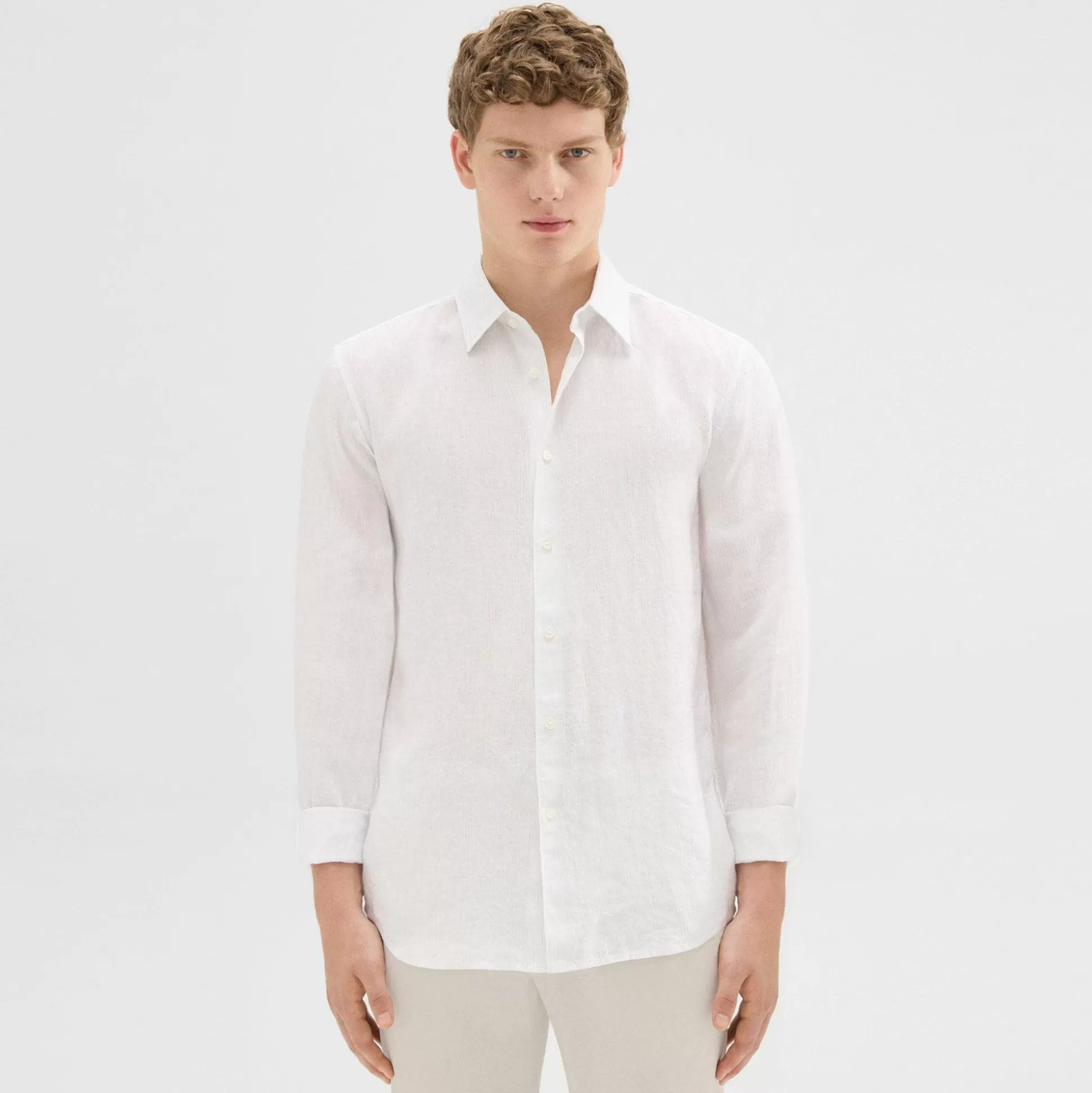 Theory Irving Shirt In Relaxed Linen-Men Shirts