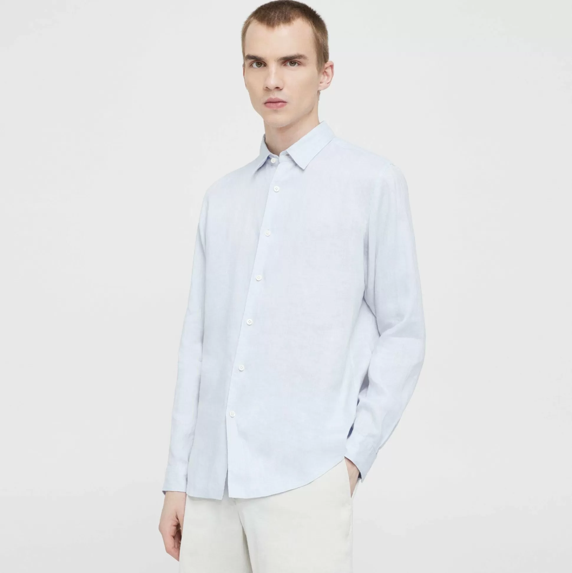 Theory Irving Shirt In Relaxed Linen-Men Shirts