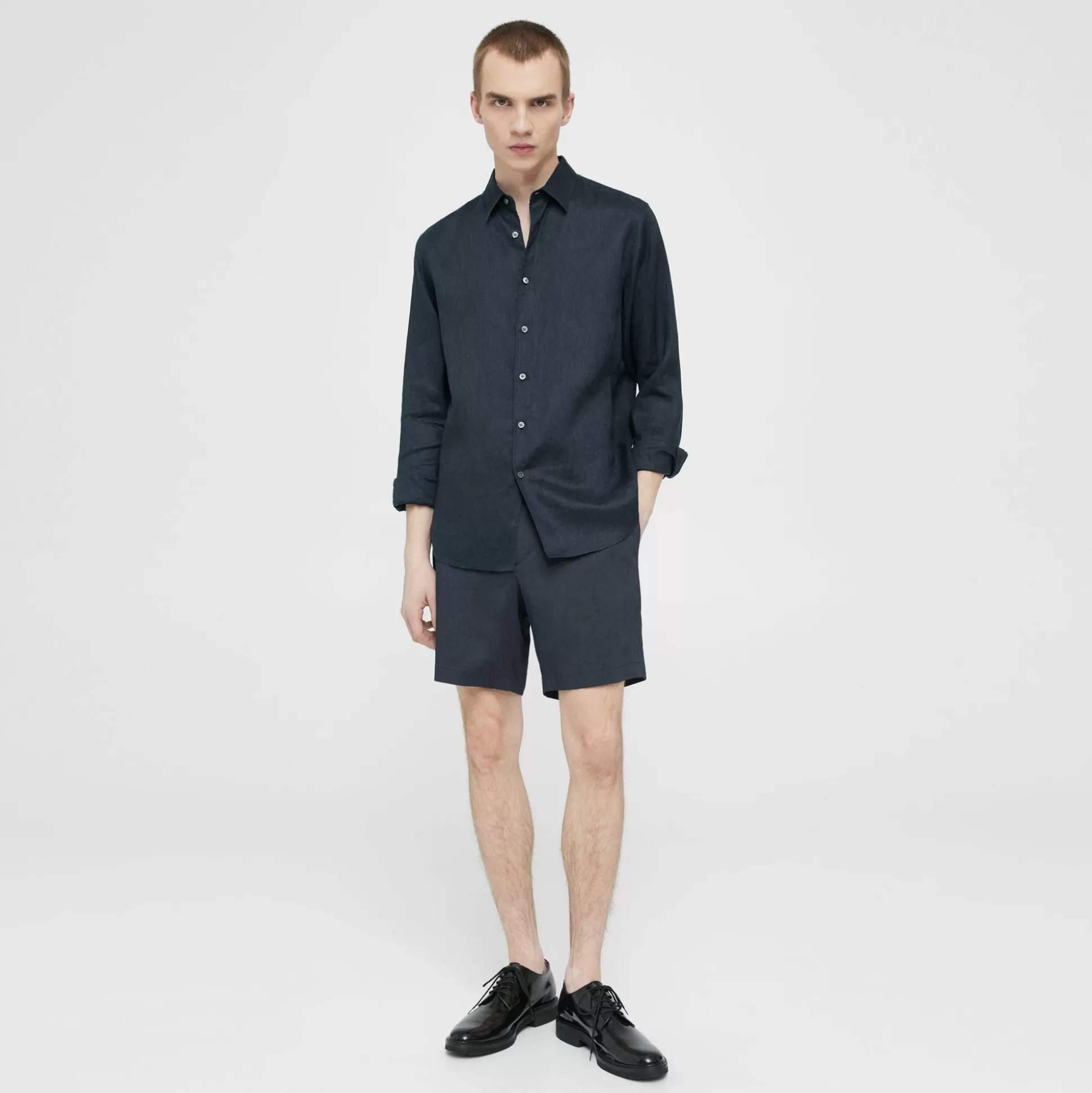 Theory Irving Shirt In Relaxed Linen-Men Shirts