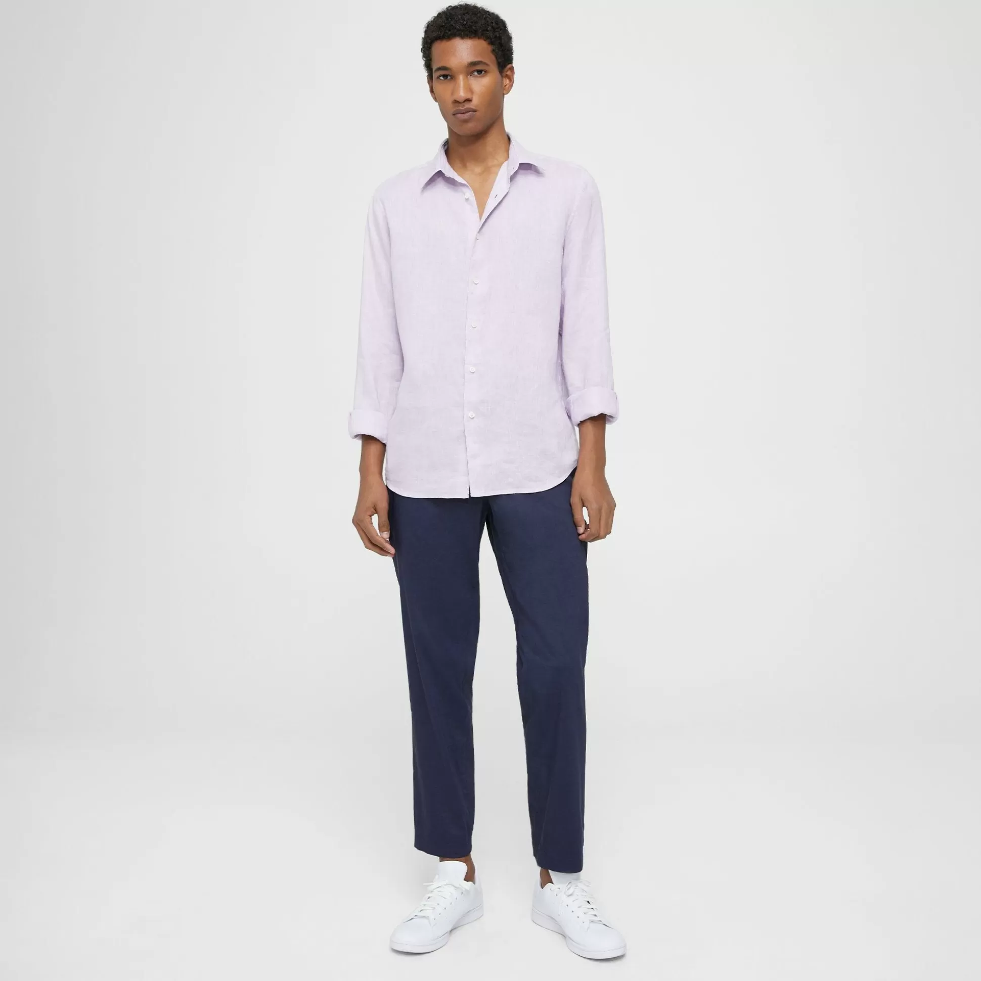 Theory Irving Shirt In Relaxed Linen-Men Shirts