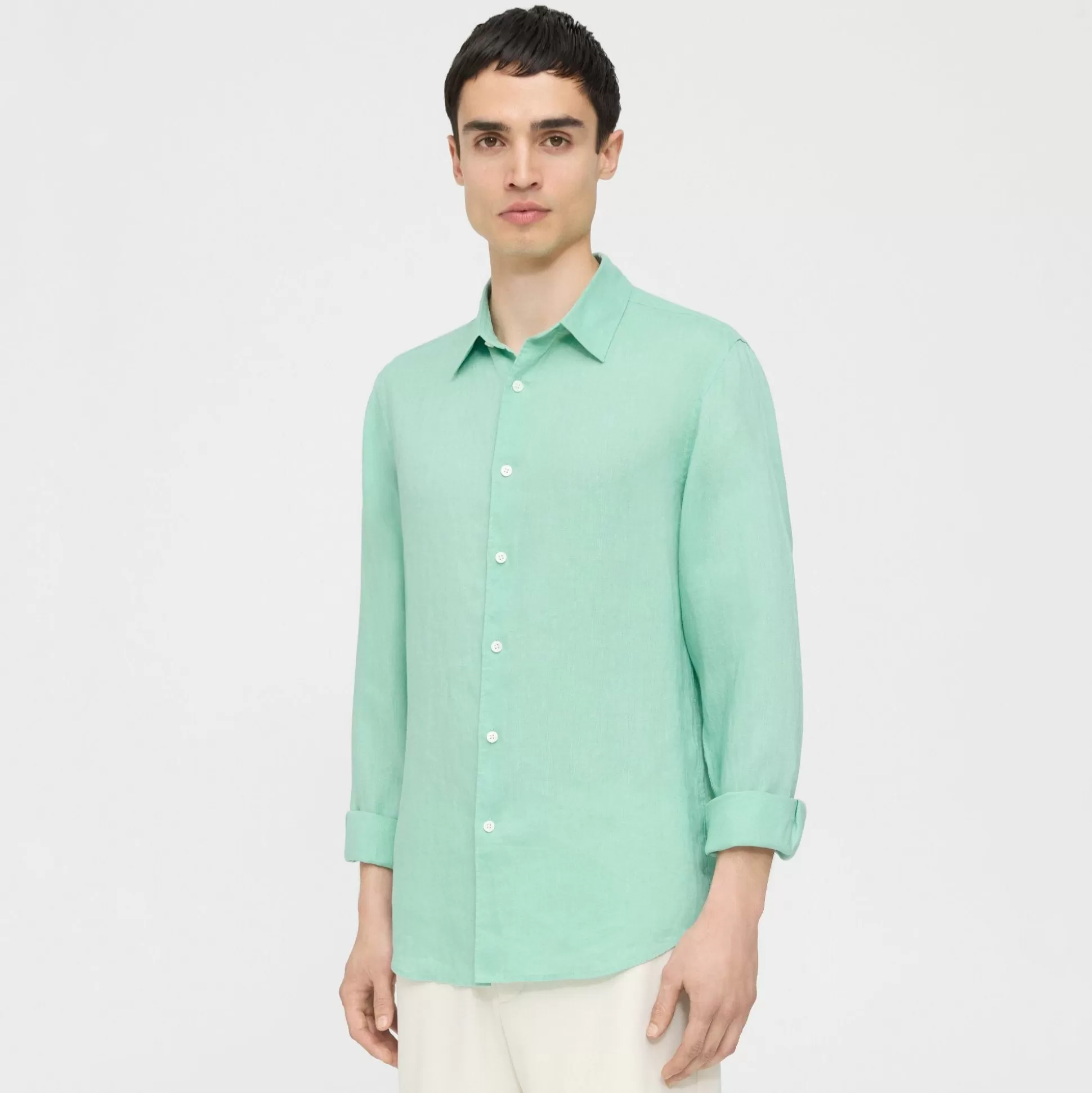 Theory Irving Shirt In Relaxed Linen-Men Shirts