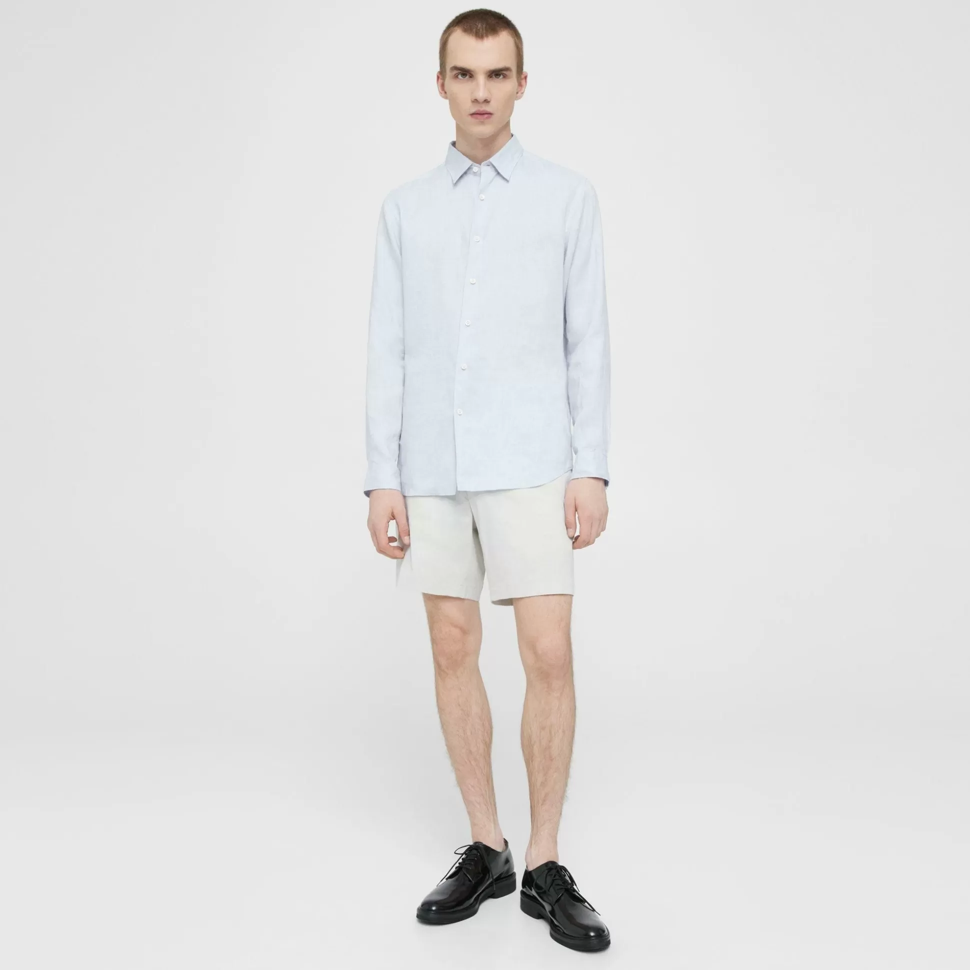 Theory Irving Shirt In Relaxed Linen-Men Shirts