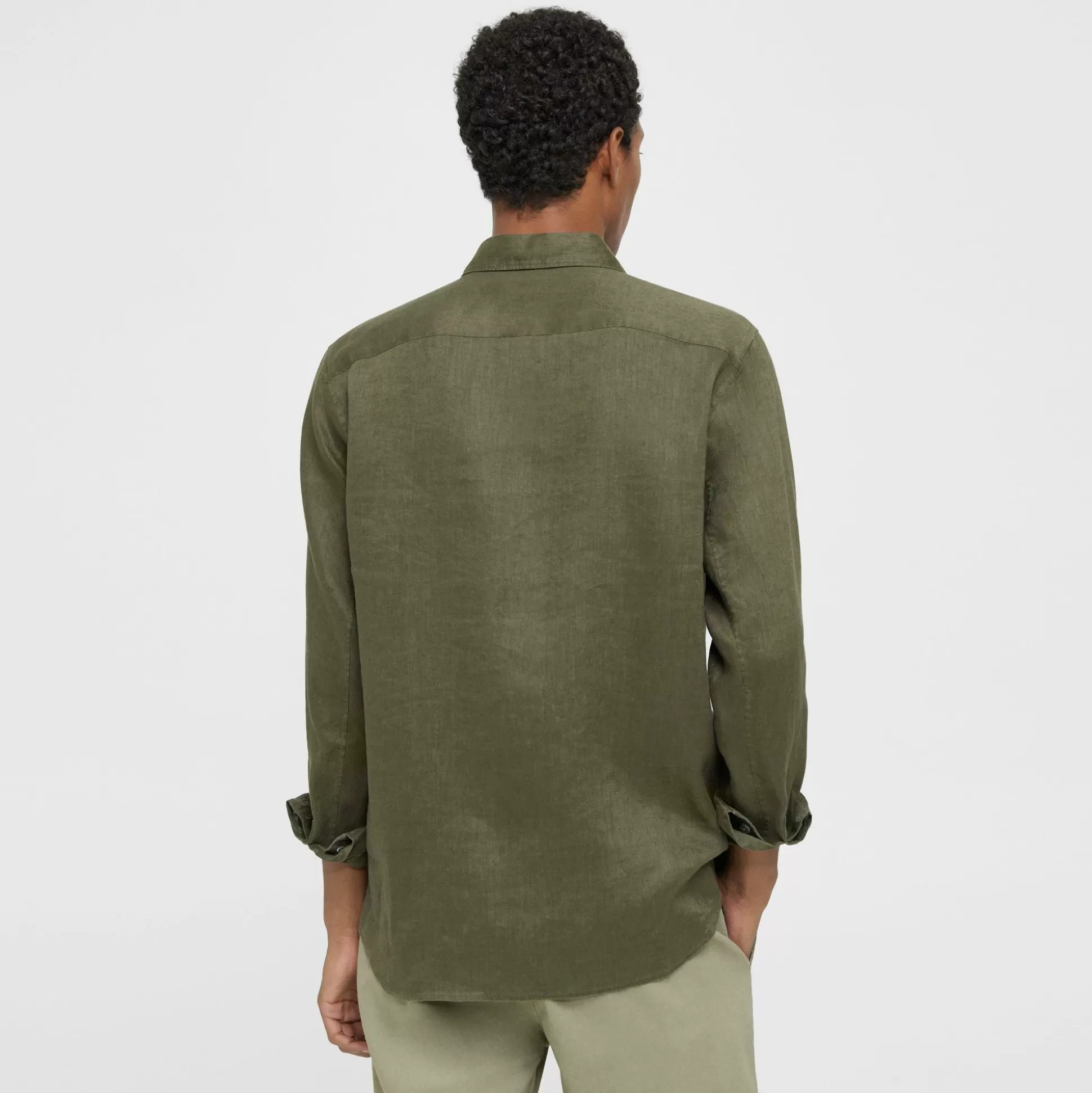 Theory Irving Shirt In Relaxed Linen-Men Shirts