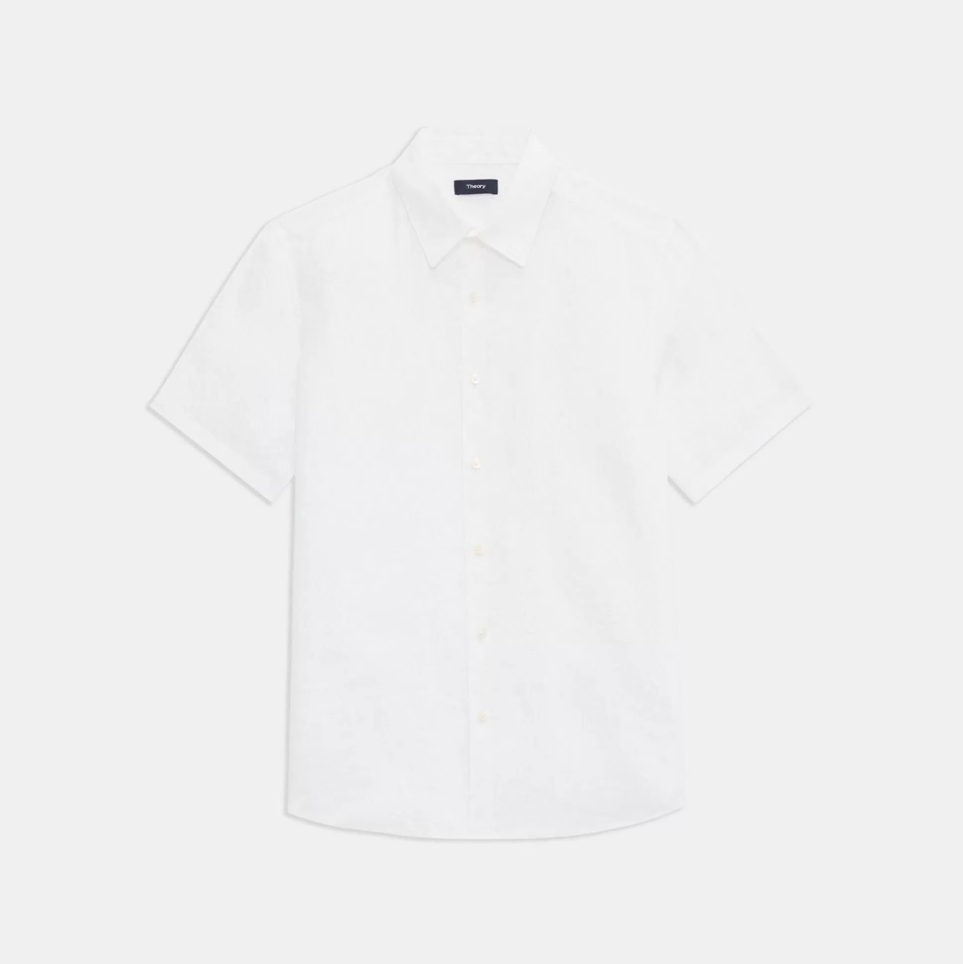 Theory Irving Short-Sleeve Shirt In Relaxed Linen-Men Shirts