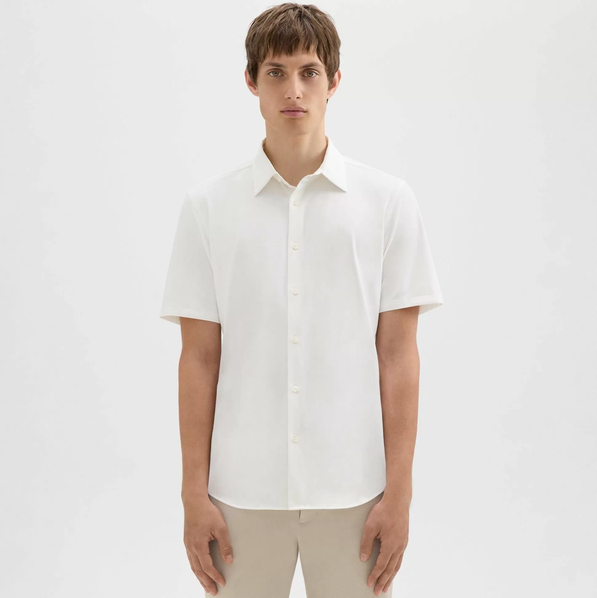 Theory Irving Short-Sleeve Shirt In Structure Knit-Men T-shirts + Polos | Shirts