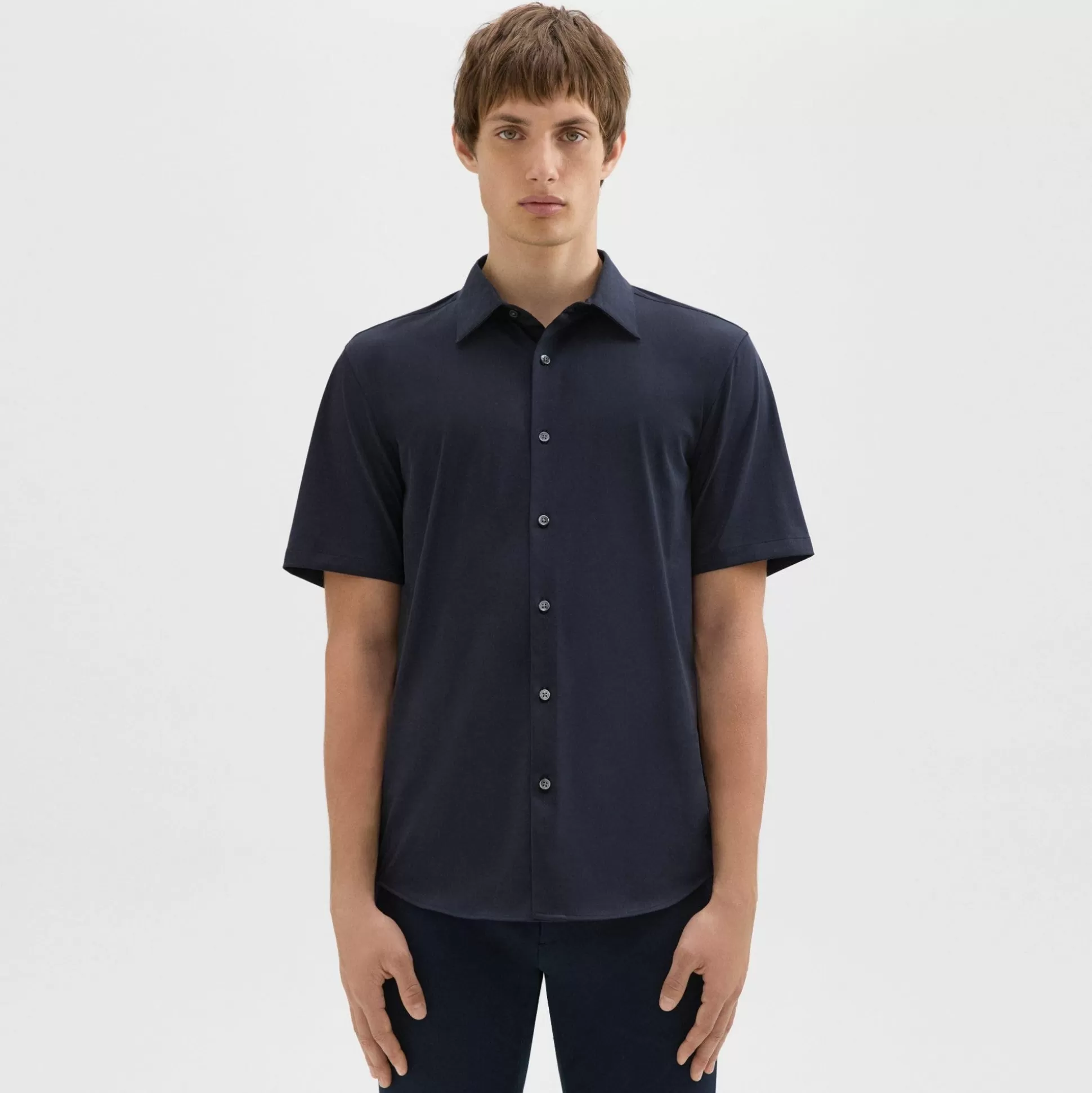 Theory Irving Short-Sleeve Shirt In Structure Knit-Men T-shirts + Polos | Shirts