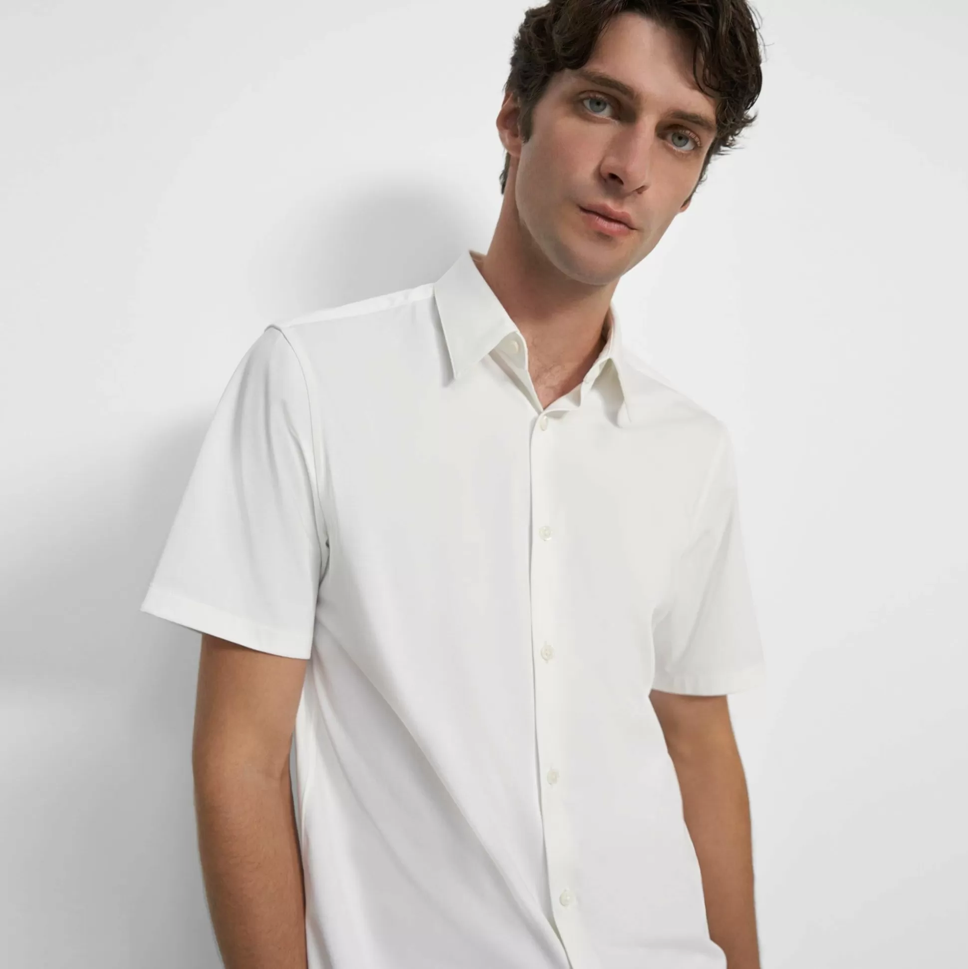 Theory Irving Short-Sleeve Shirt In Structure Knit-Men T-shirts + Polos | Shirts