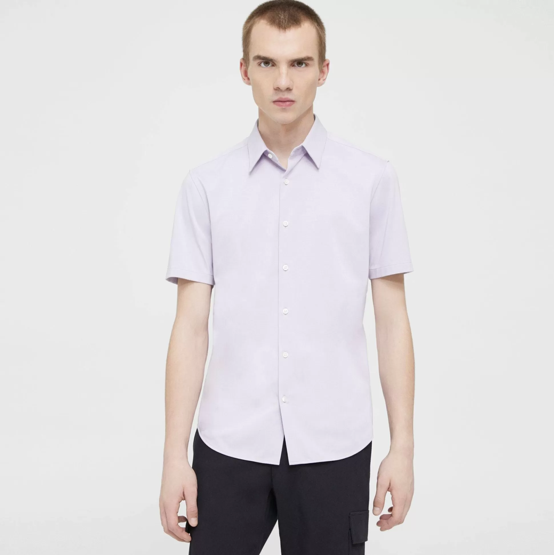 Theory Irving Short-Sleeve Shirt In Structure Knit-Men T-shirts + Polos | Shirts