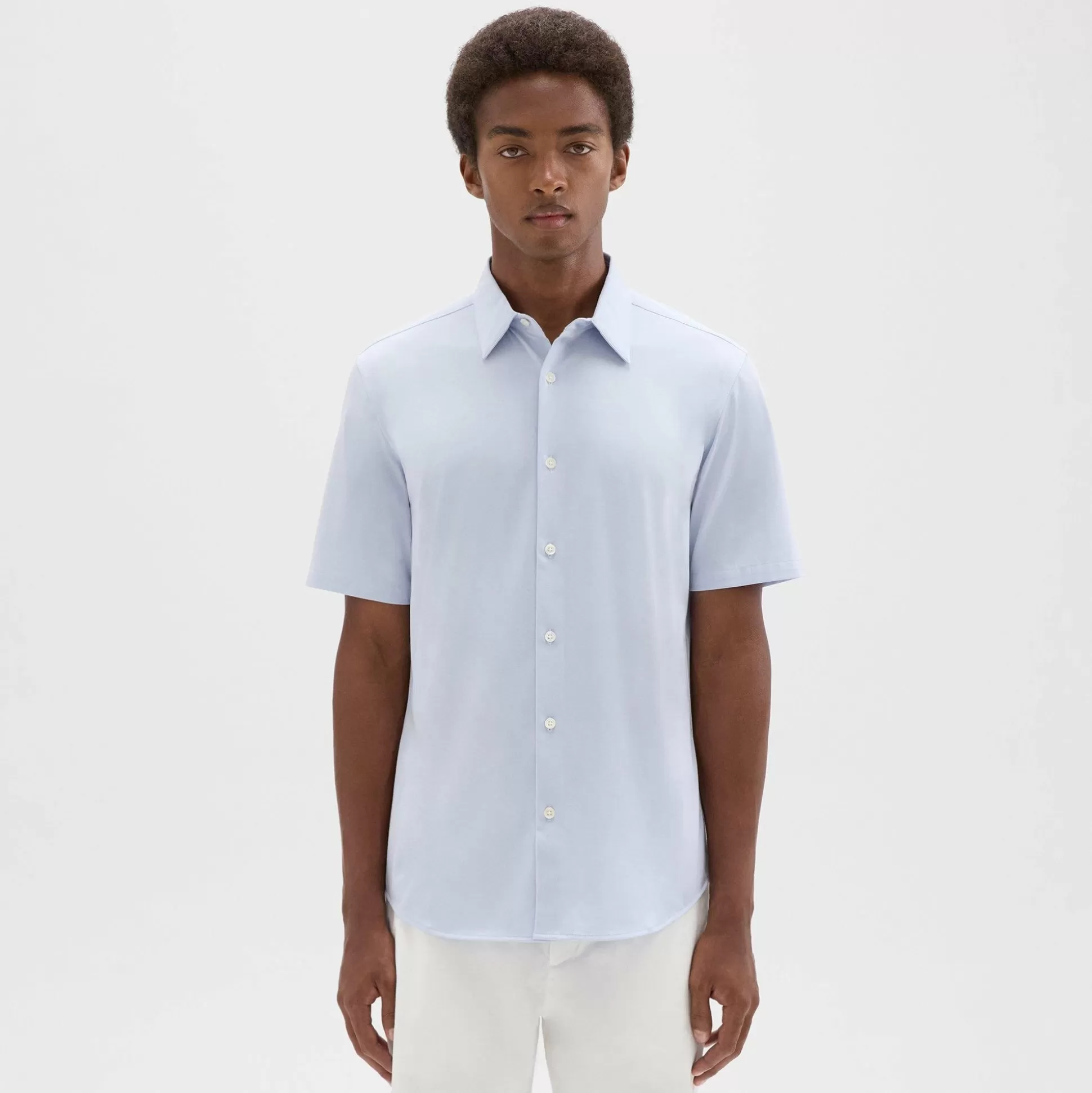 Theory Irving Short-Sleeve Shirt In Structure Knit-Men T-shirts + Polos | Shirts