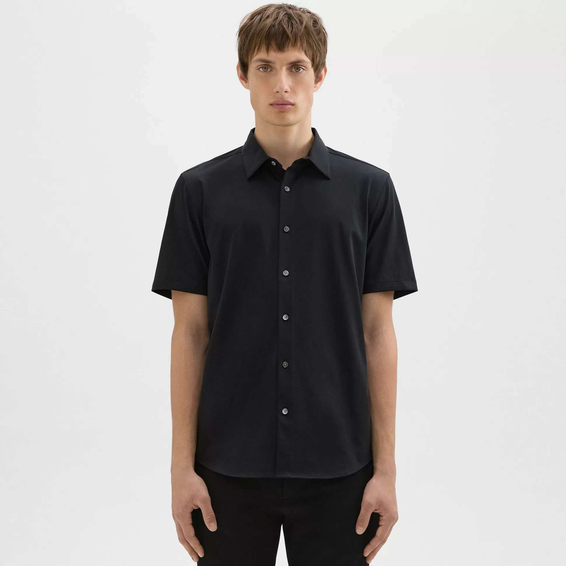 Theory Irving Short-Sleeve Shirt In Structure Knit-Men T-shirts + Polos | Shirts