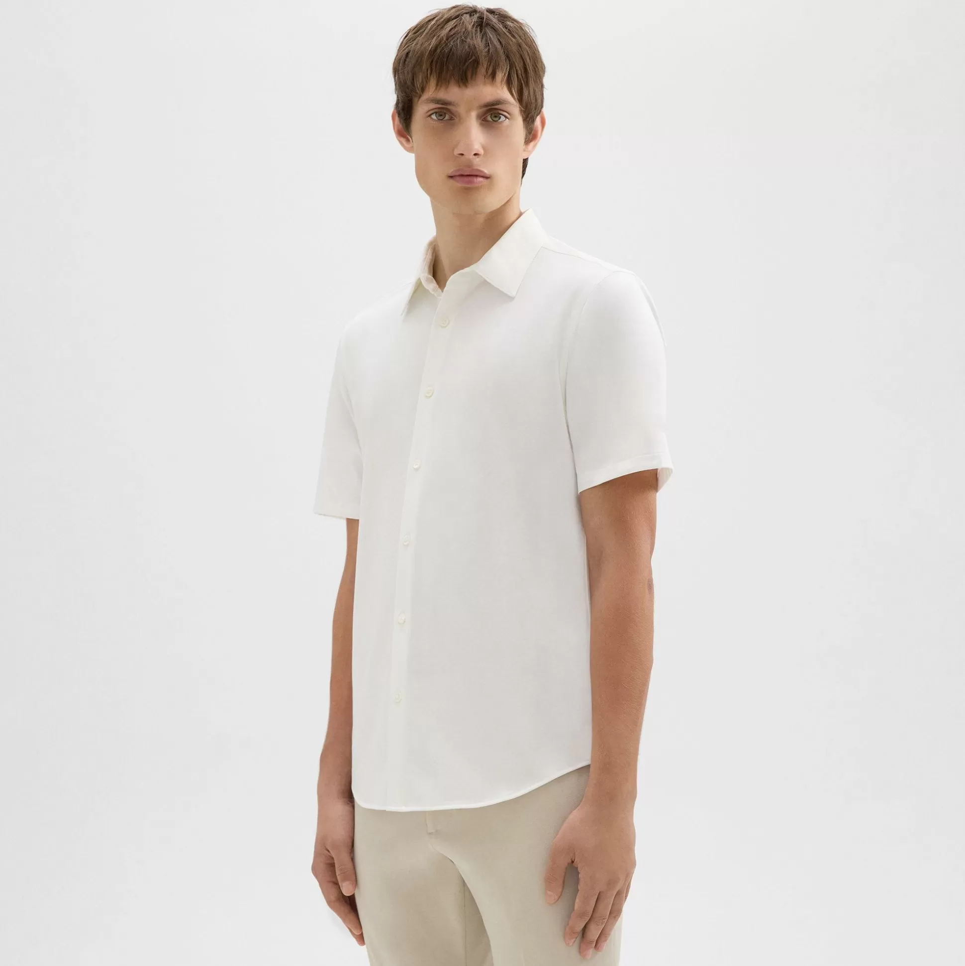 Theory Irving Short-Sleeve Shirt In Structure Knit-Men T-shirts + Polos | Shirts