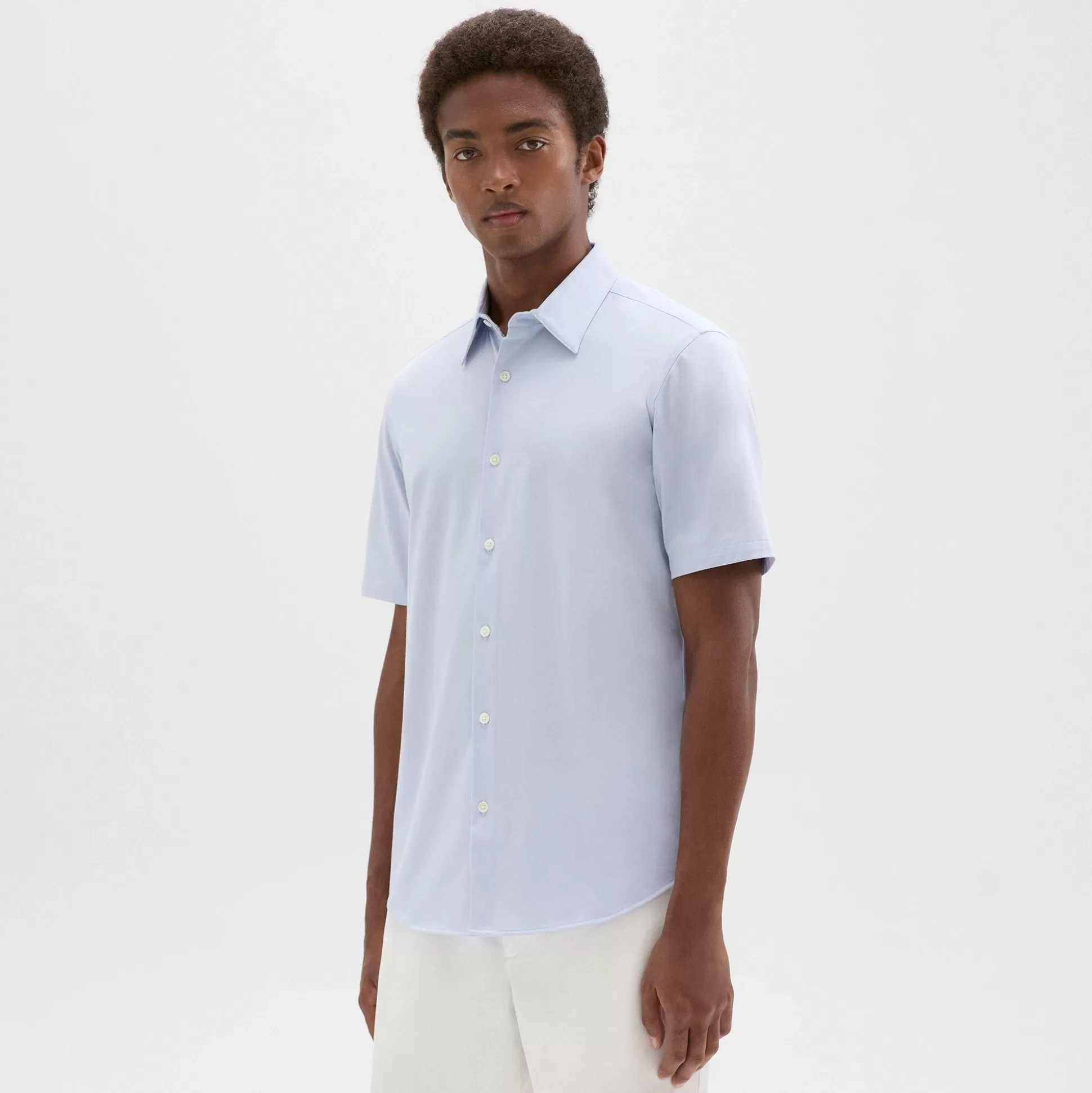 Theory Irving Short-Sleeve Shirt In Structure Knit-Men T-shirts + Polos | Shirts