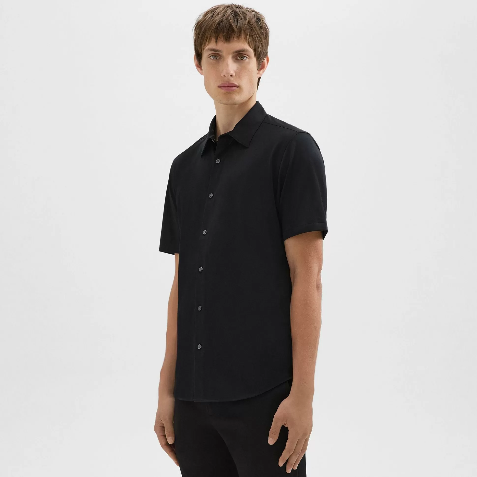 Theory Irving Short-Sleeve Shirt In Structure Knit-Men T-shirts + Polos | Shirts