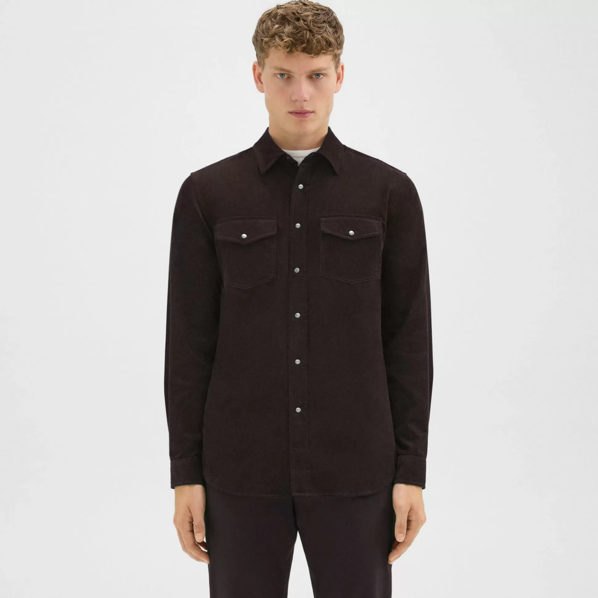 Theory Irving Western Shirt In Cotton Corduroy-Men Shirts