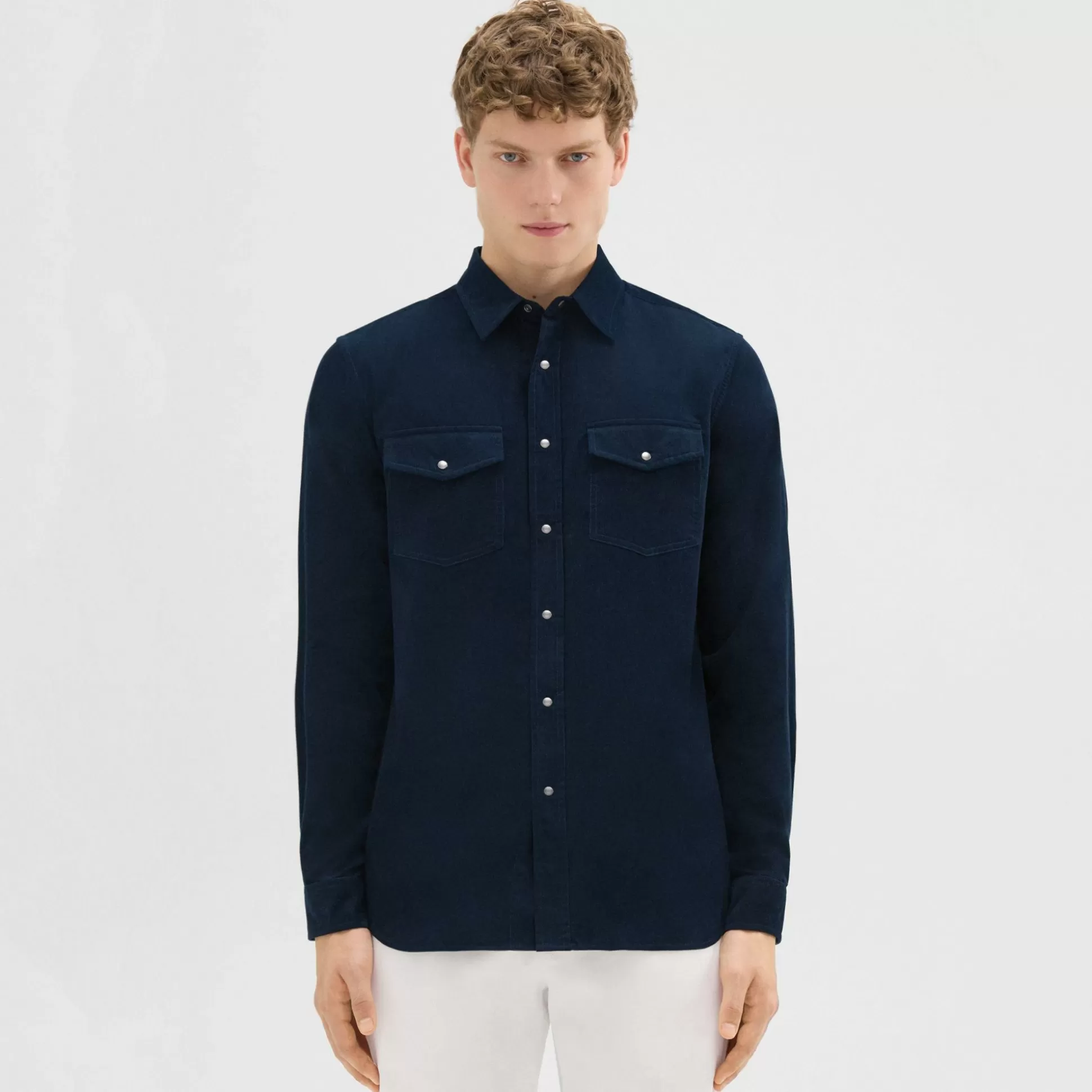 Theory Irving Western Shirt In Cotton Corduroy-Men Shirts