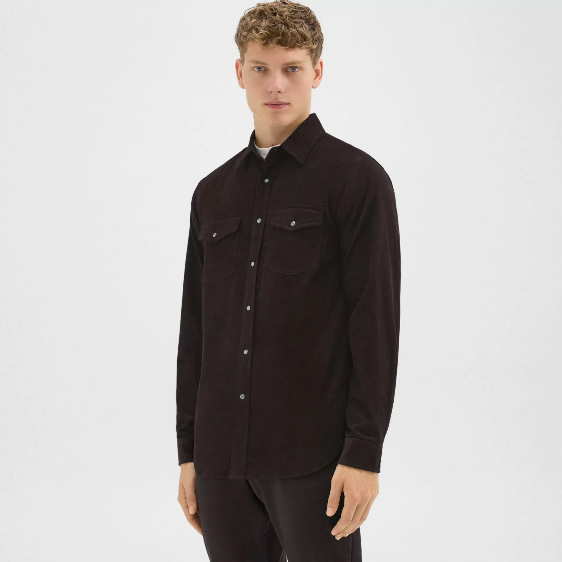 Theory Irving Western Shirt In Cotton Corduroy-Men Shirts