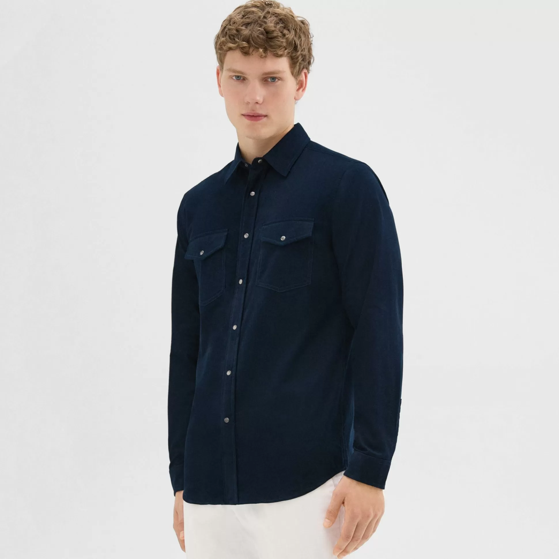 Theory Irving Western Shirt In Cotton Corduroy-Men Shirts