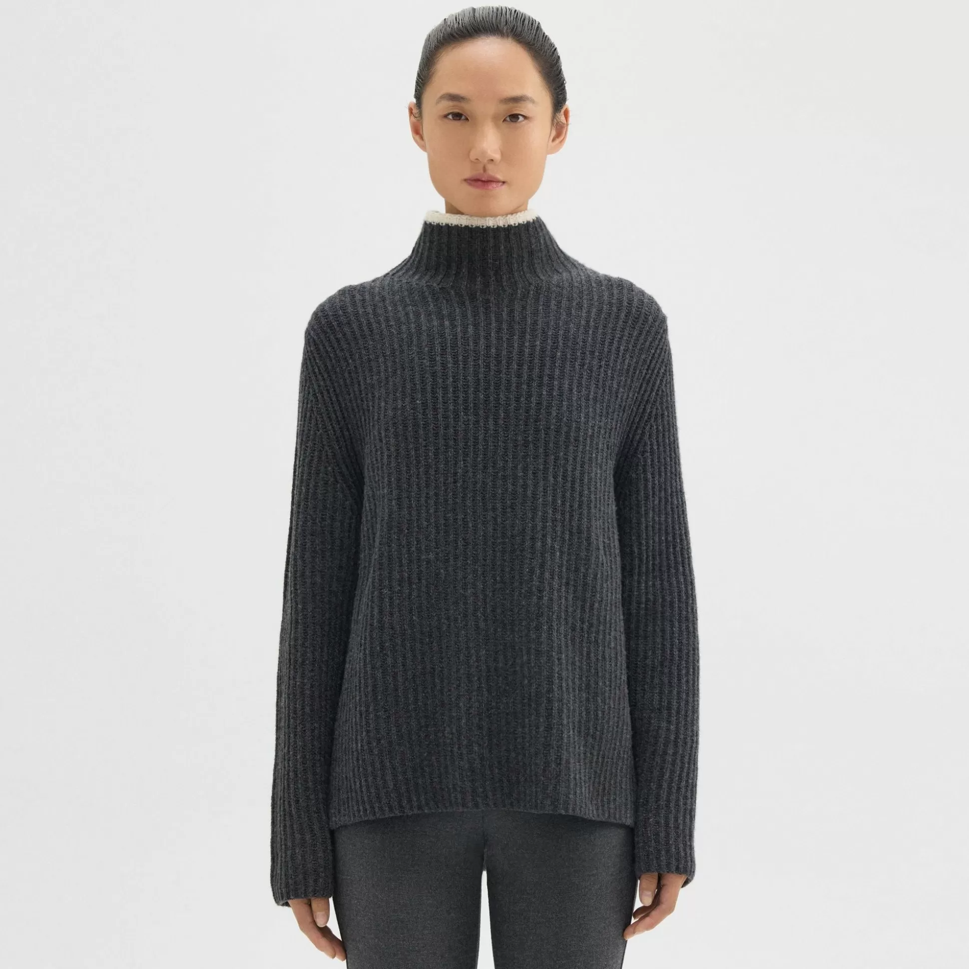 Theory Karenia Turtleneck Sweater In Felted Wool-Cashmere-Women Sweaters + Cardigans