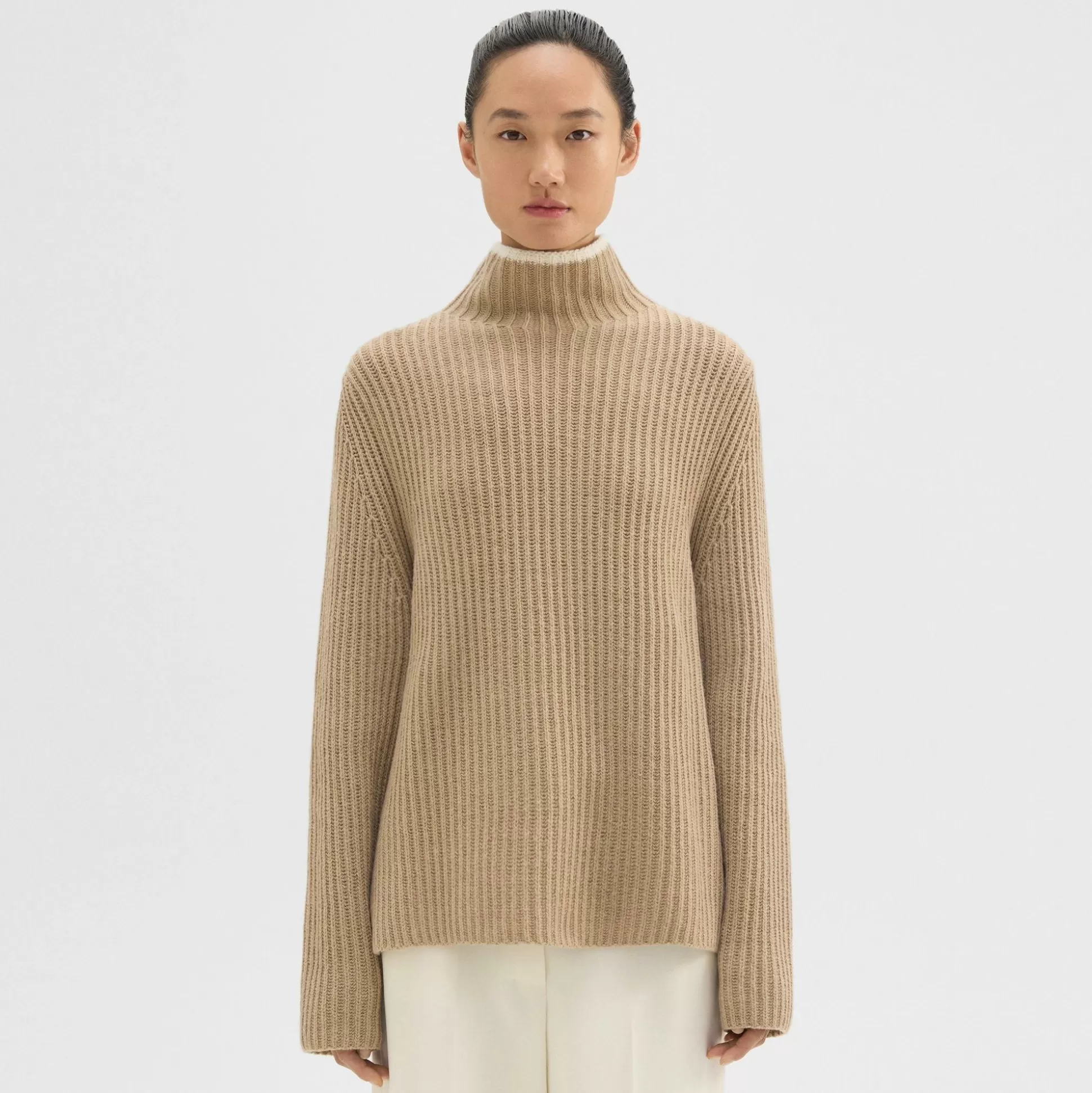 Theory Karenia Turtleneck Sweater In Felted Wool-Cashmere-Women Sweaters + Cardigans