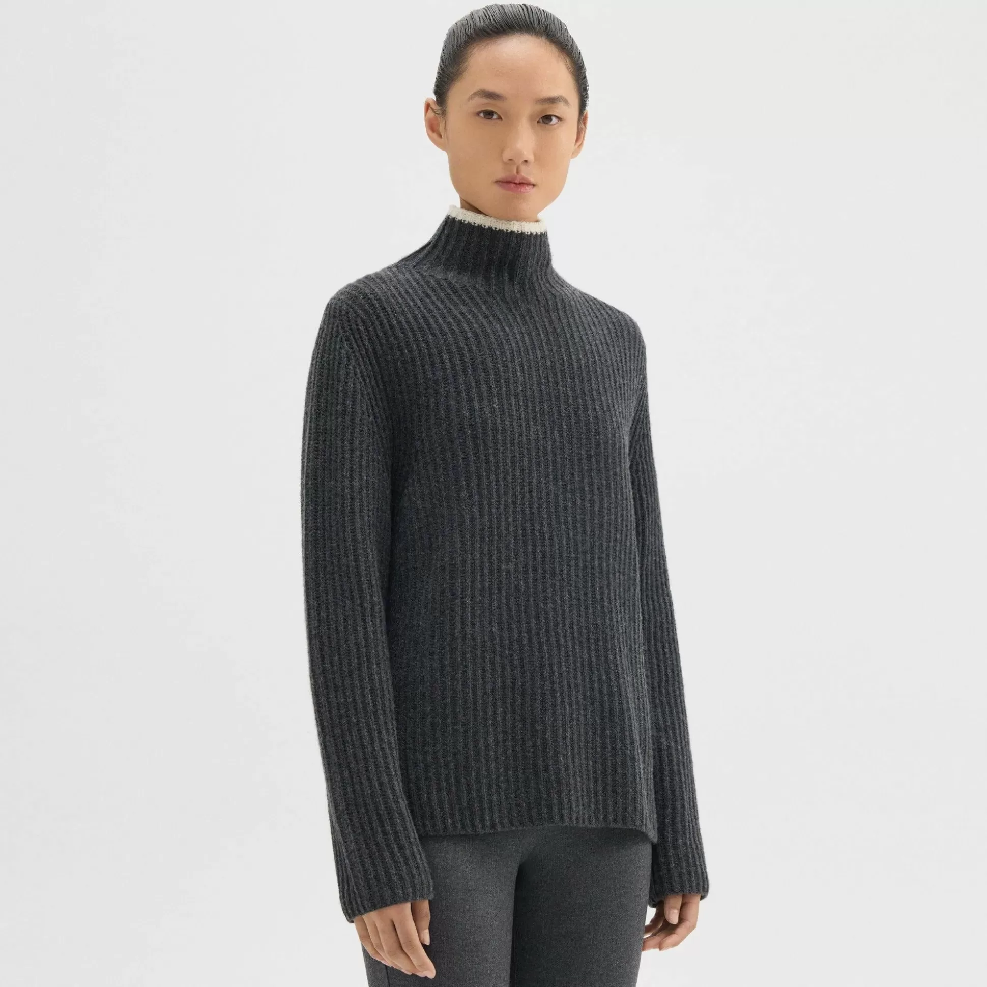 Theory Karenia Turtleneck Sweater In Felted Wool-Cashmere-Women Sweaters + Cardigans