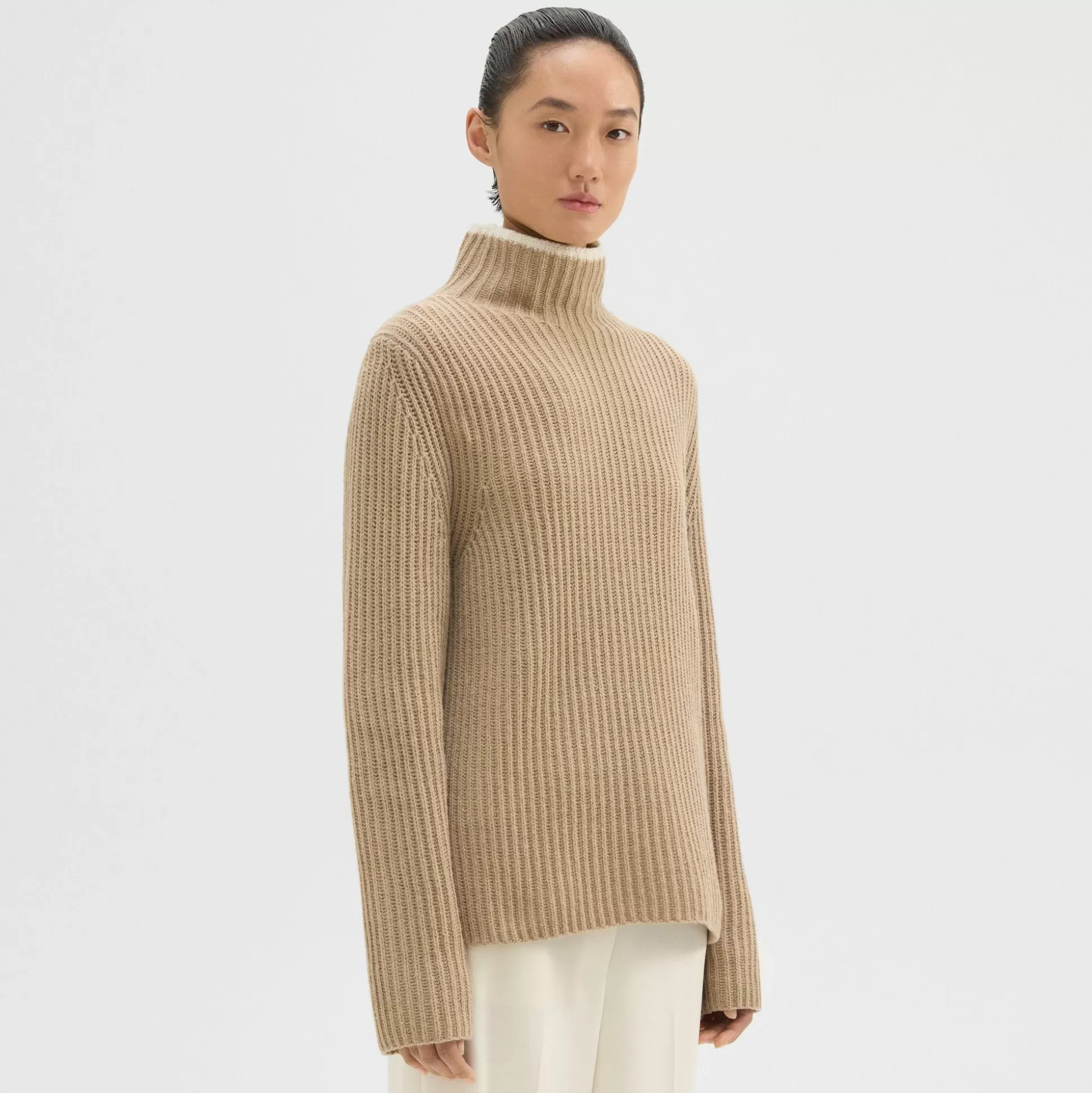 Theory Karenia Turtleneck Sweater In Felted Wool-Cashmere-Women Sweaters + Cardigans