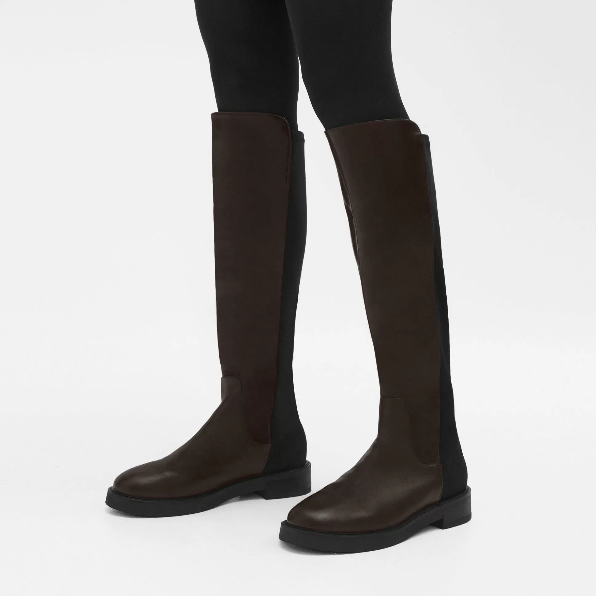 Theory Knee-High Pull-On Boot In Leather-Women Shoes