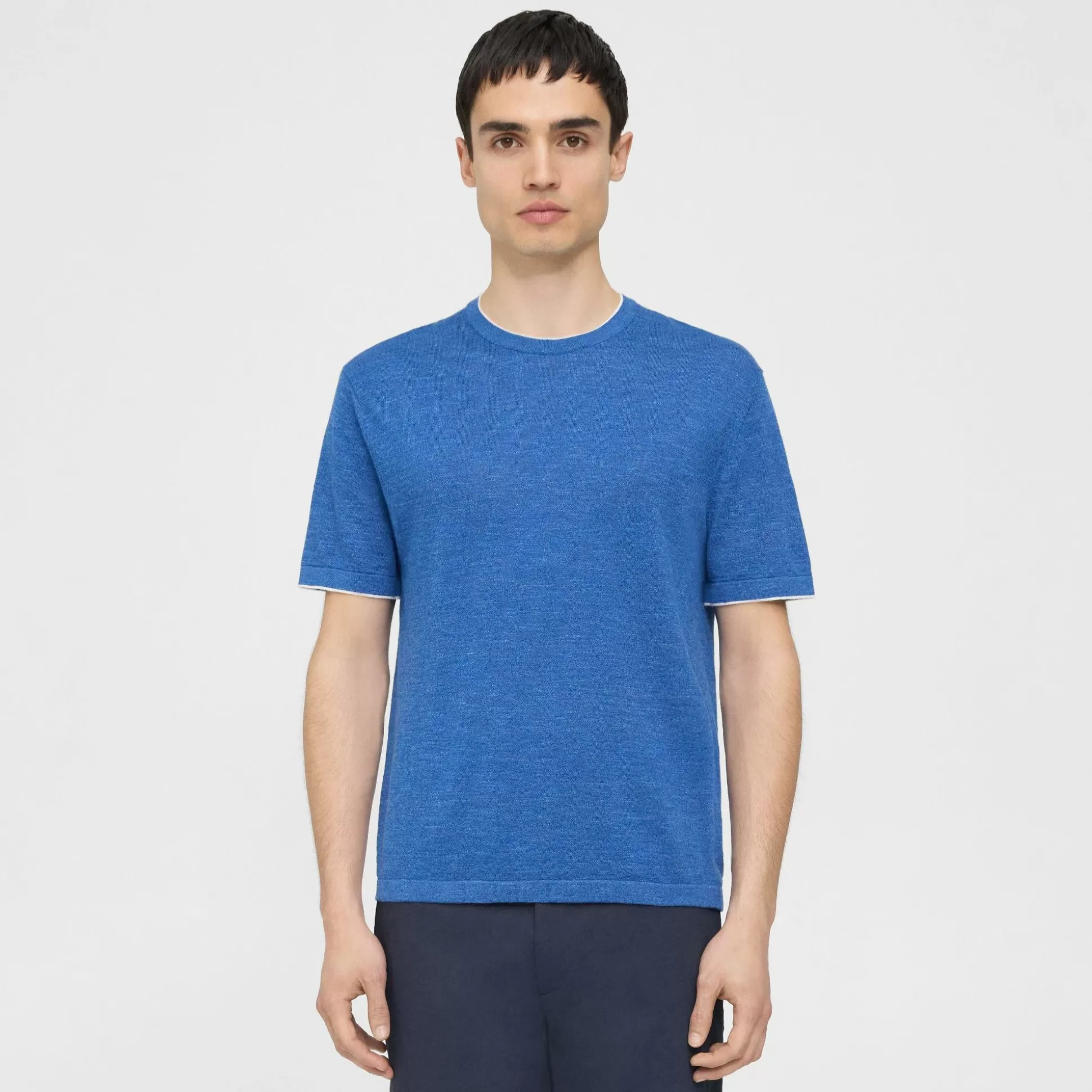 Theory Kolben Short-Sleeve Tee In Cotton-Linen-Men Sweaters + Cardigans | T-shirts + Polos