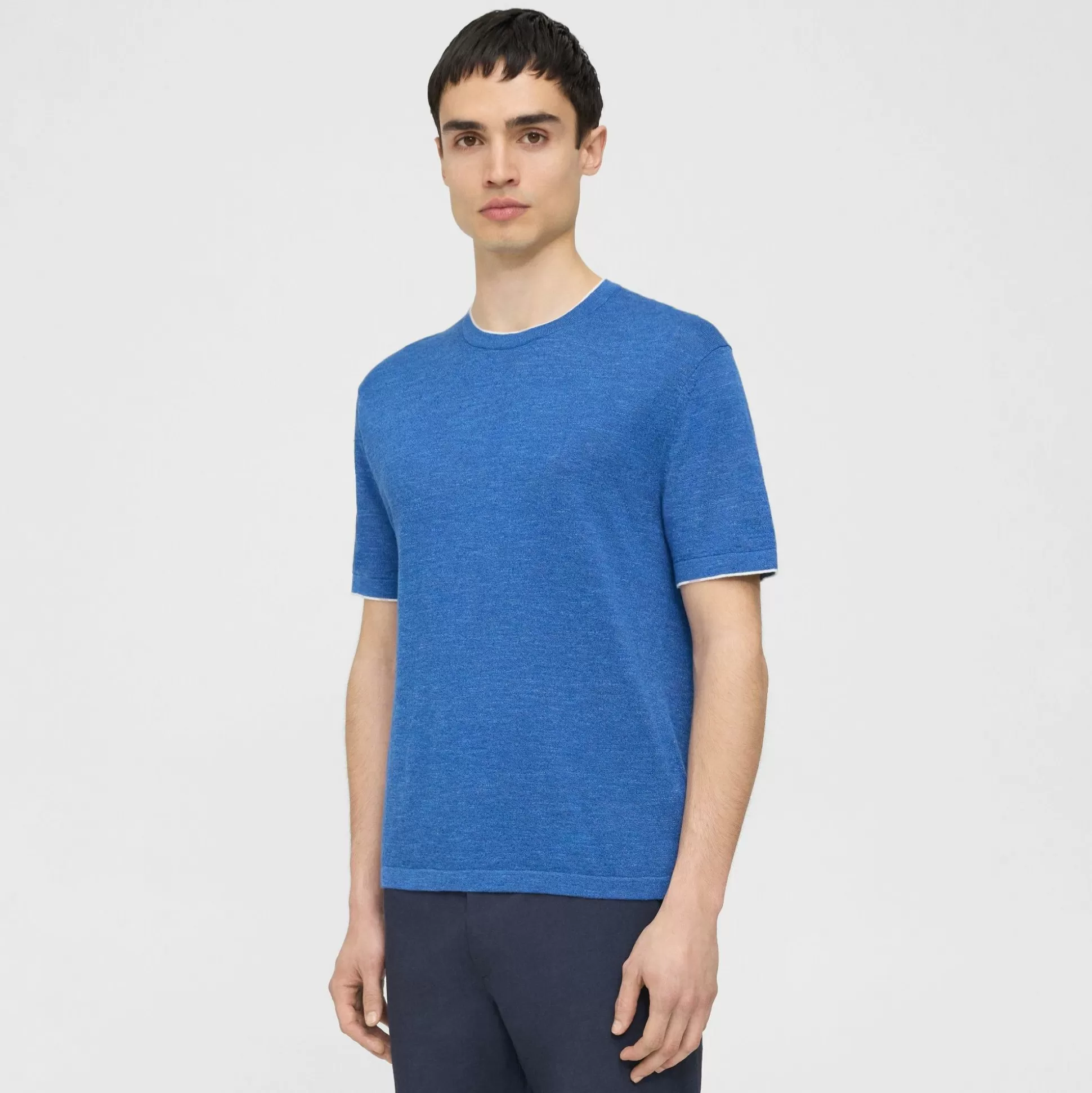 Theory Kolben Short-Sleeve Tee In Cotton-Linen-Men Sweaters + Cardigans | T-shirts + Polos