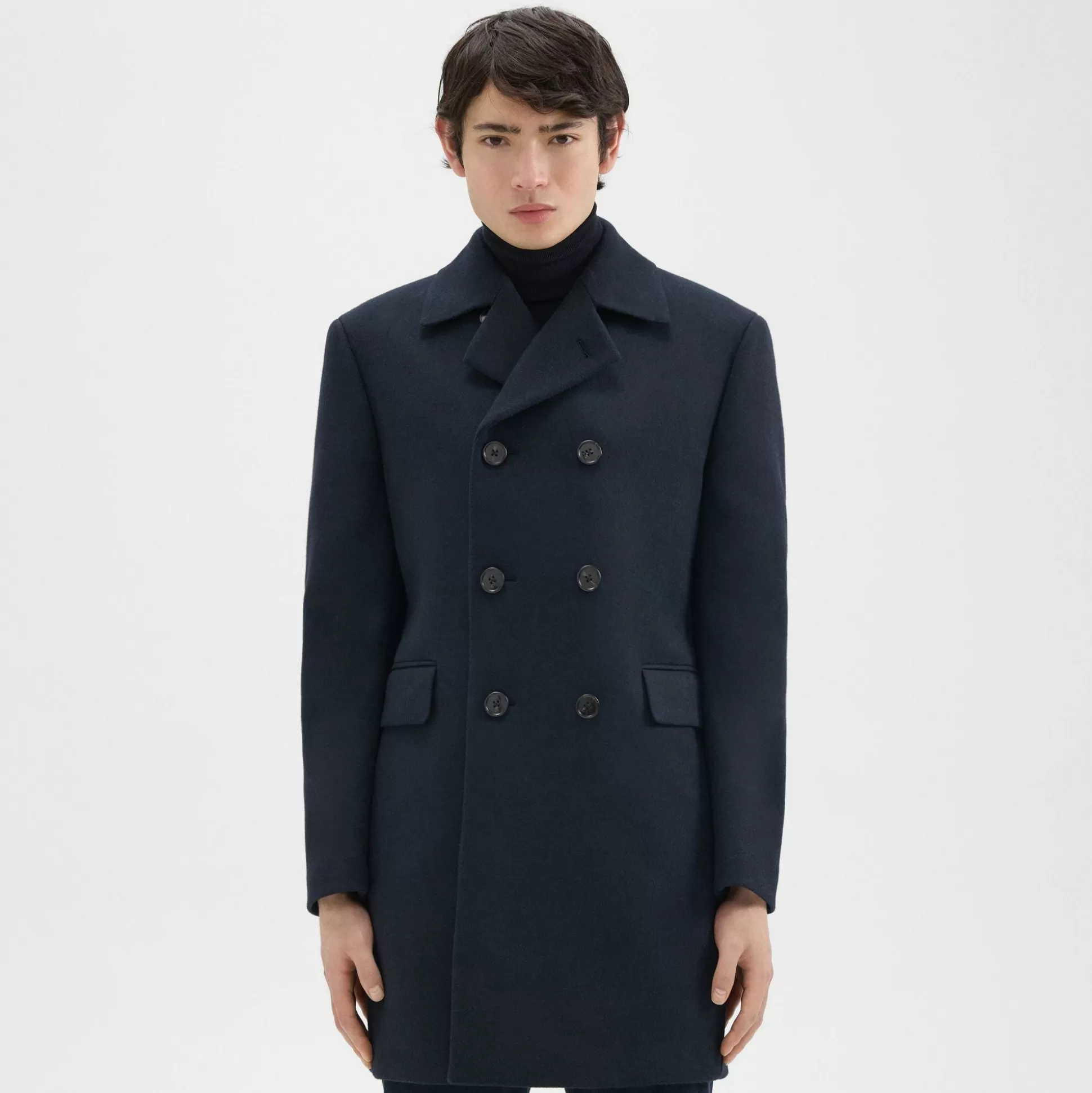 Theory Krasner Double-Breasted Coat In Recycled Wool-Blend Melton-Men Outerwear