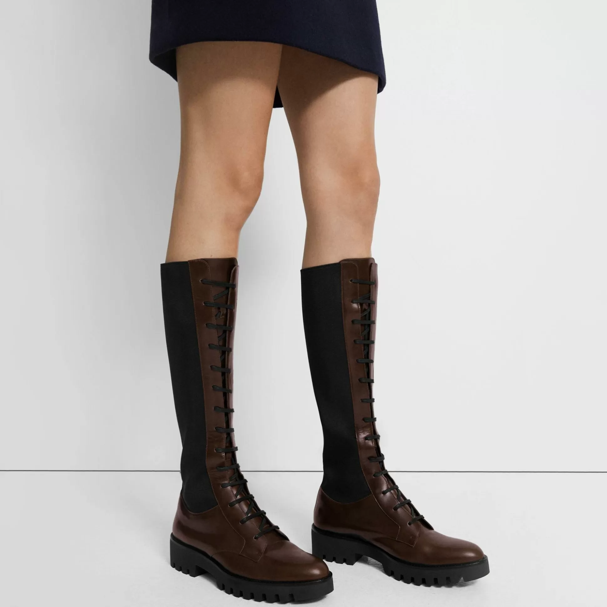 Theory Laced Lug Boot In Leather-Women Shoes