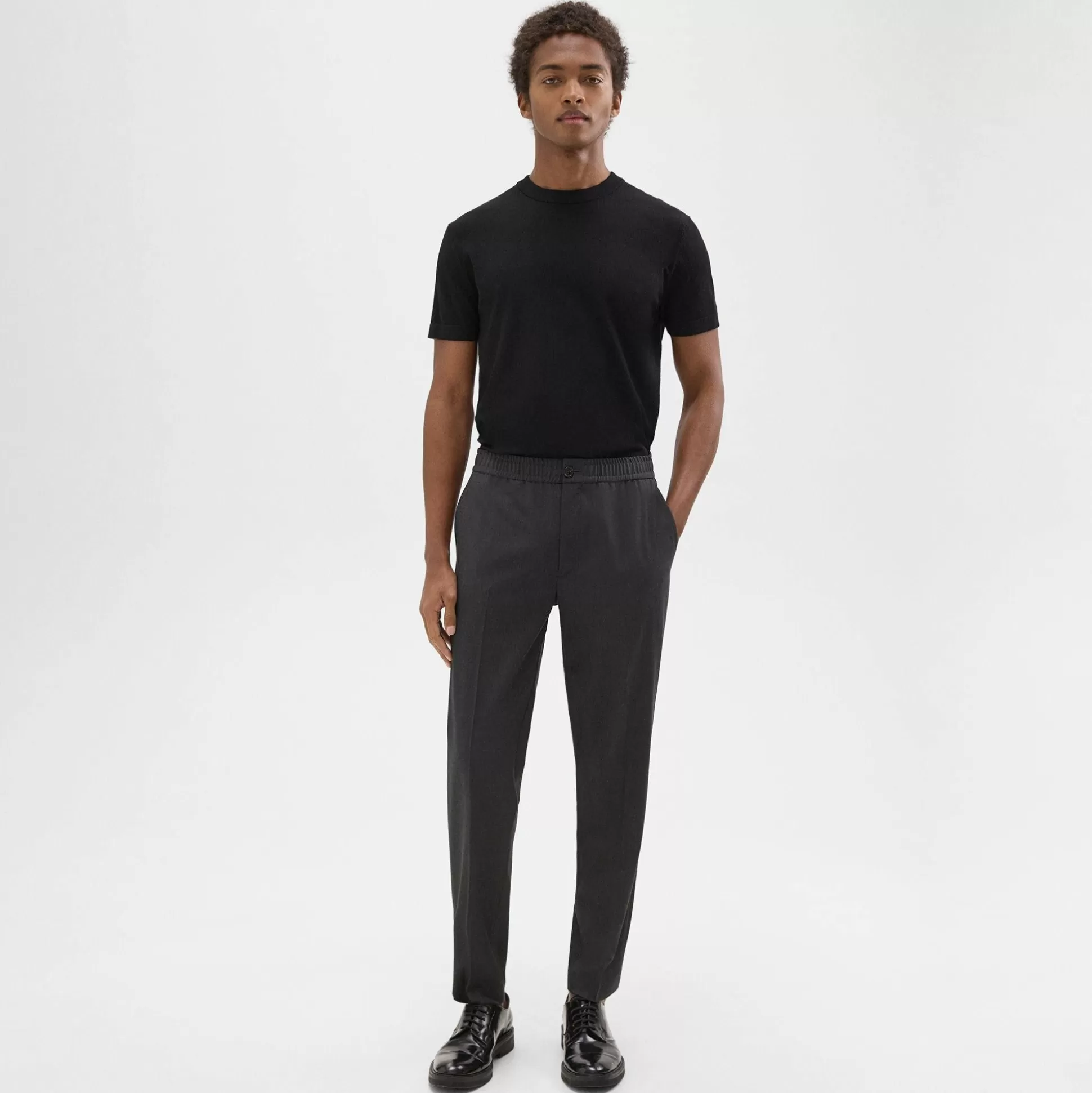 Theory Larin Drawstring Pant In Stretch Wool-Men Pants