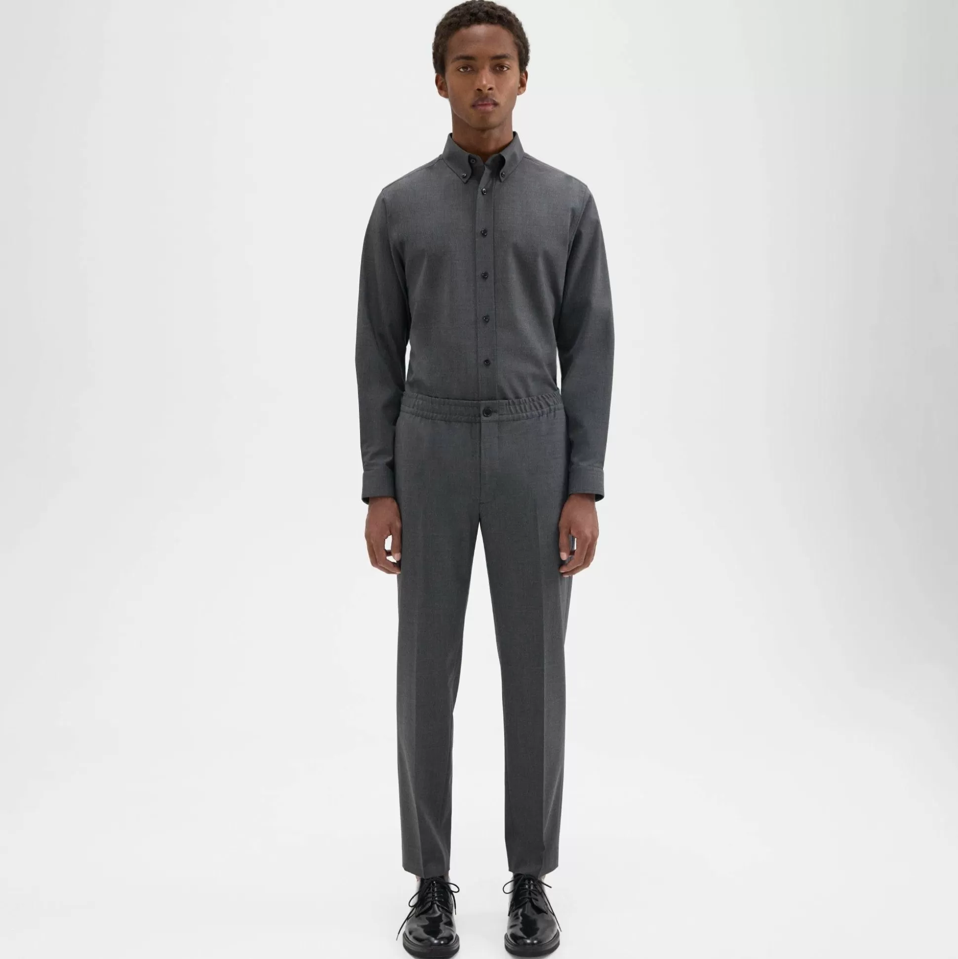 Theory Larin Drawstring Pant In Stretch Wool-Men Pants