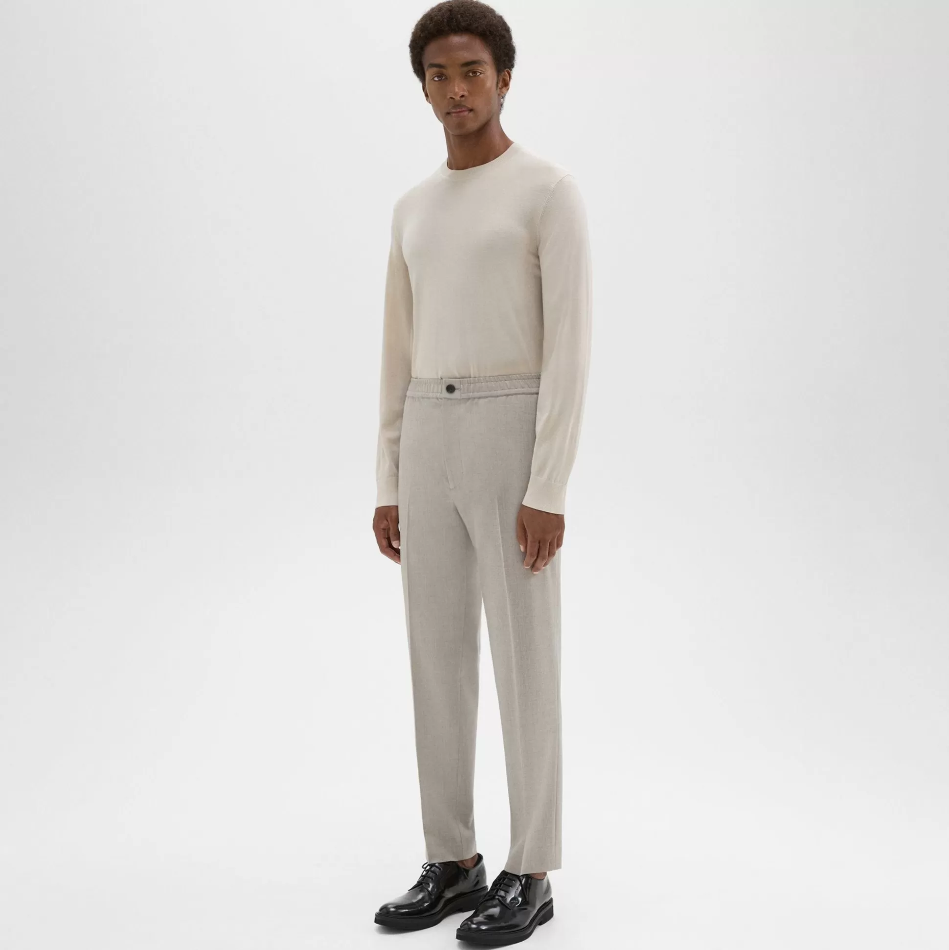 Theory Larin Drawstring Pant In Stretch Wool-Men Pants