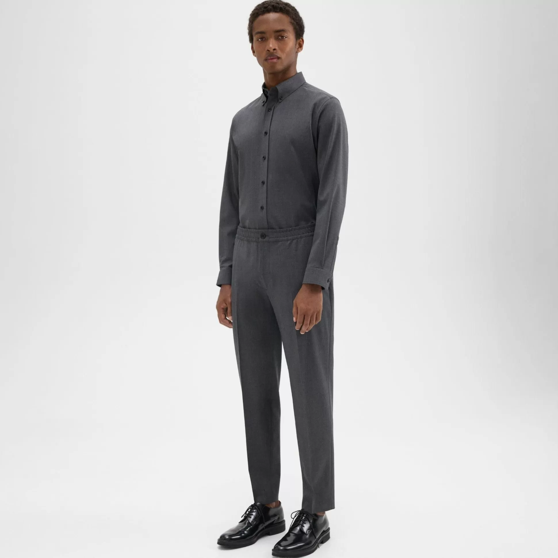 Theory Larin Drawstring Pant In Stretch Wool-Men Pants