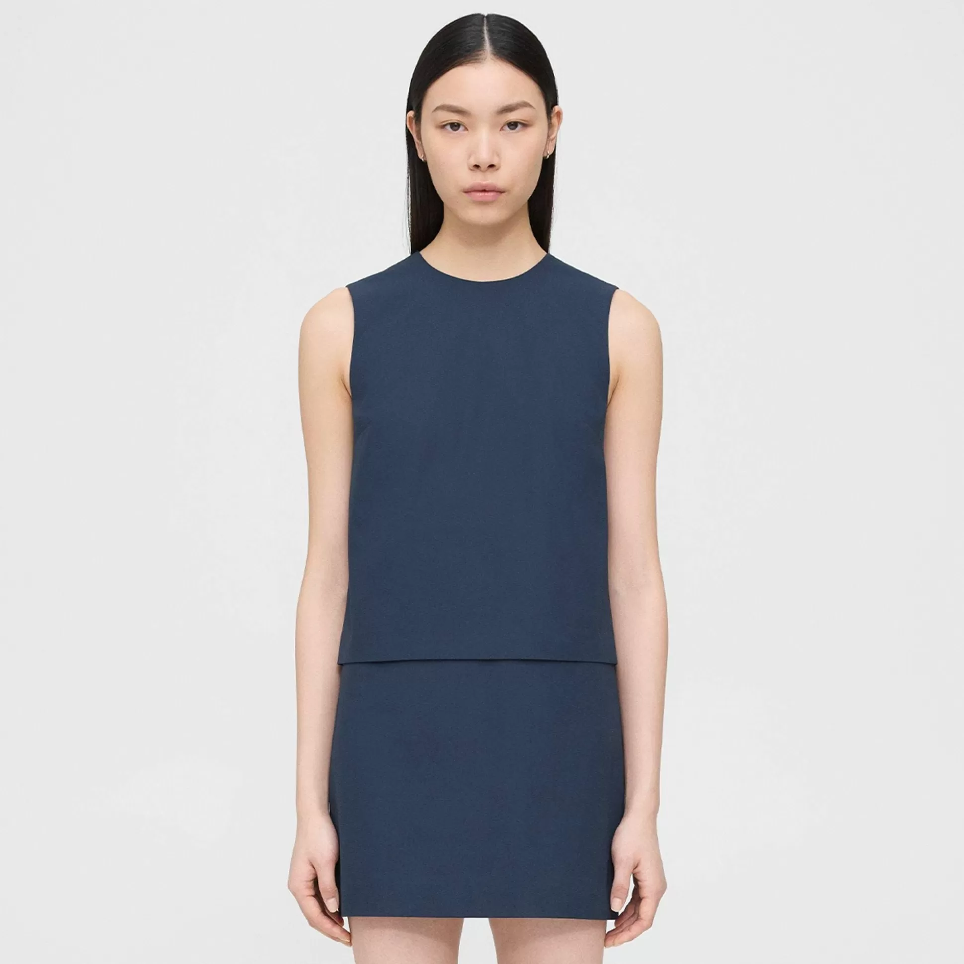 Theory Layered Shift Dress In Cotton-Women Dresses