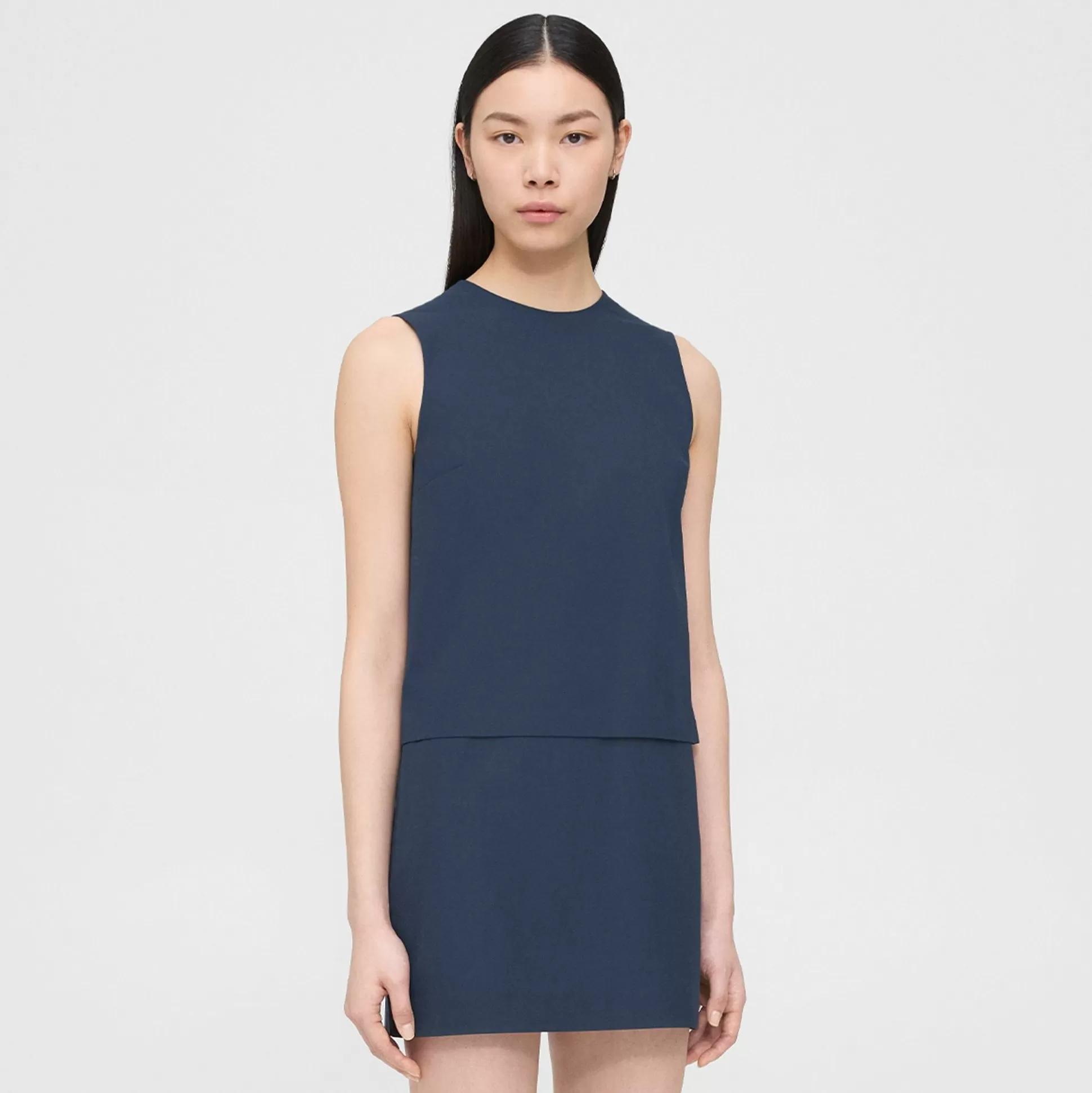 Theory Layered Shift Dress In Cotton-Women Dresses