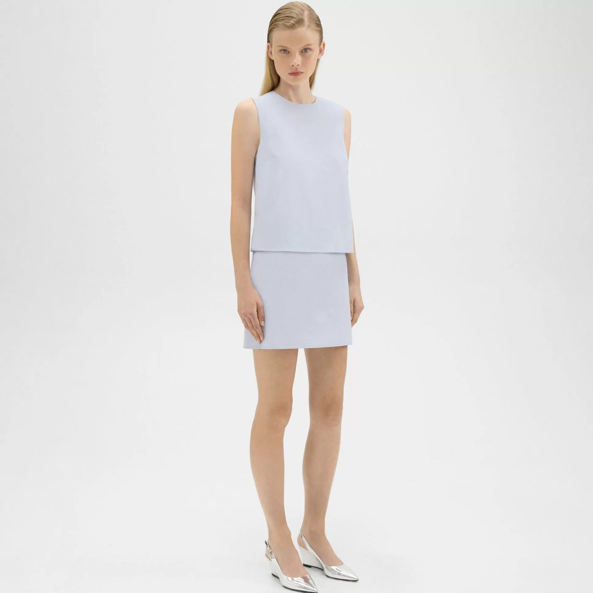 Theory Layered Shift Dress In Cotton-Women Dresses