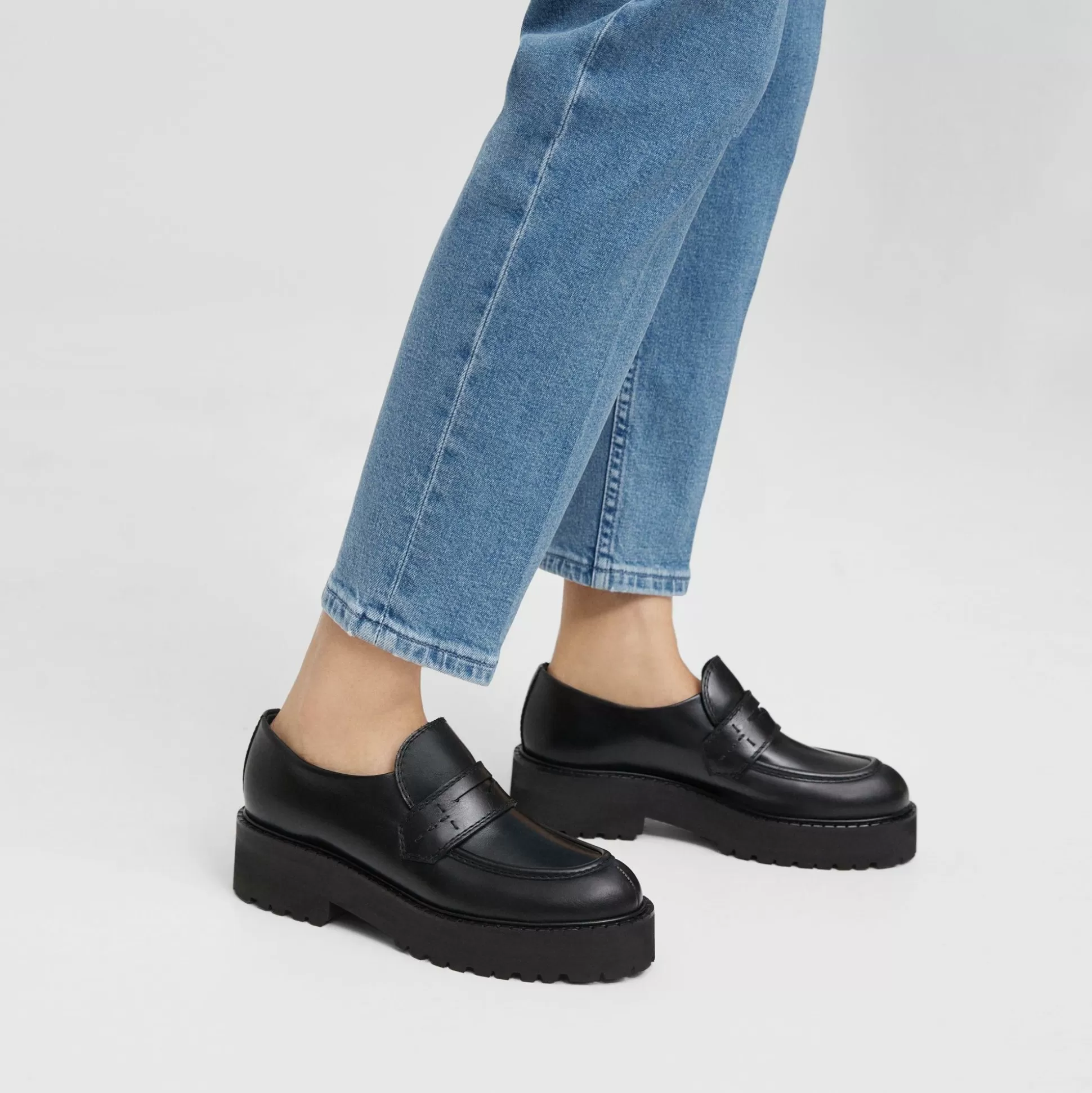 Theory Leather Platform Loafer-Women Shoes