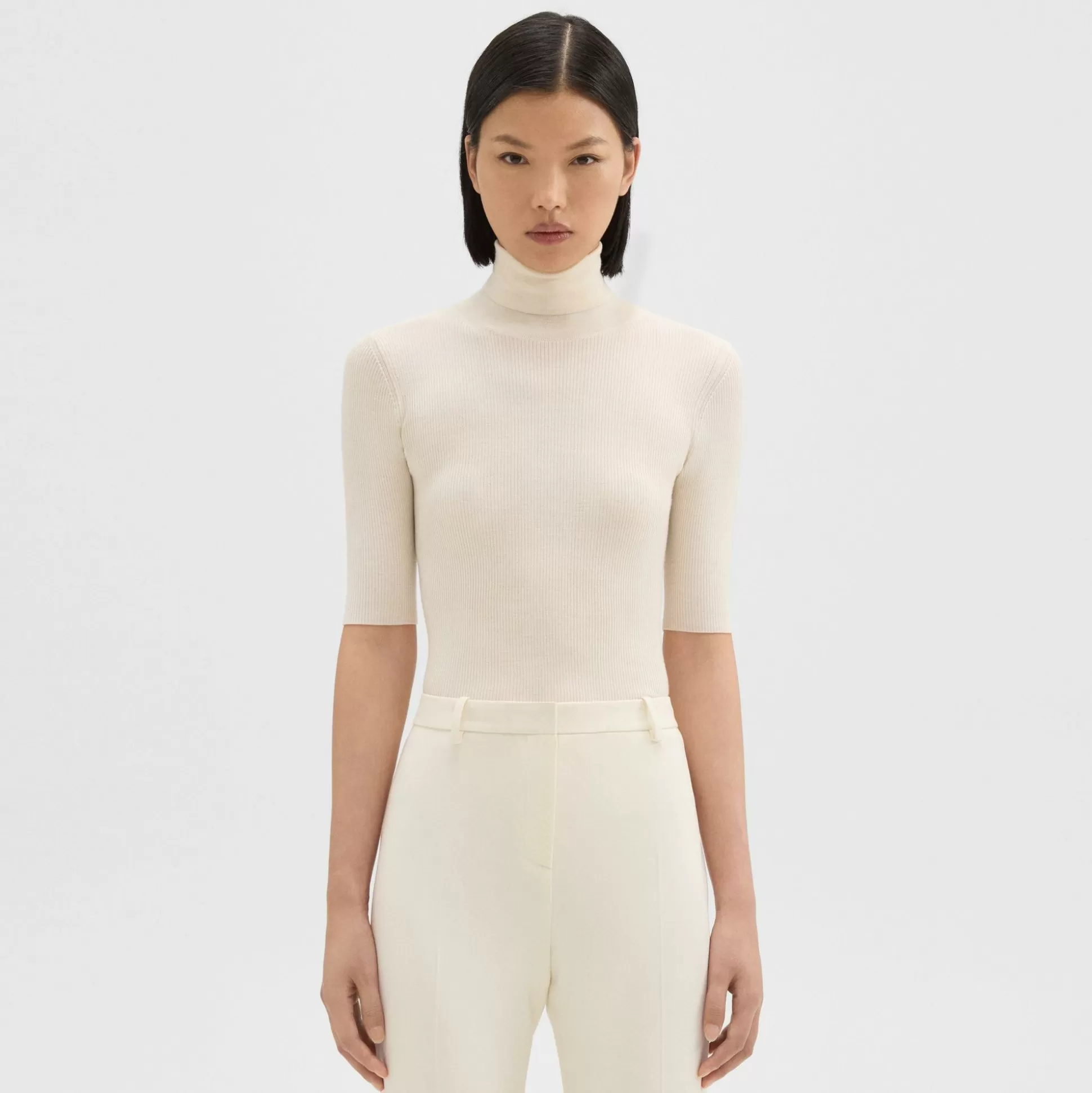 Theory Leenda Short-Sleeve Turtleneck In Regal Wool-Women Tops | Sweaters + Cardigans