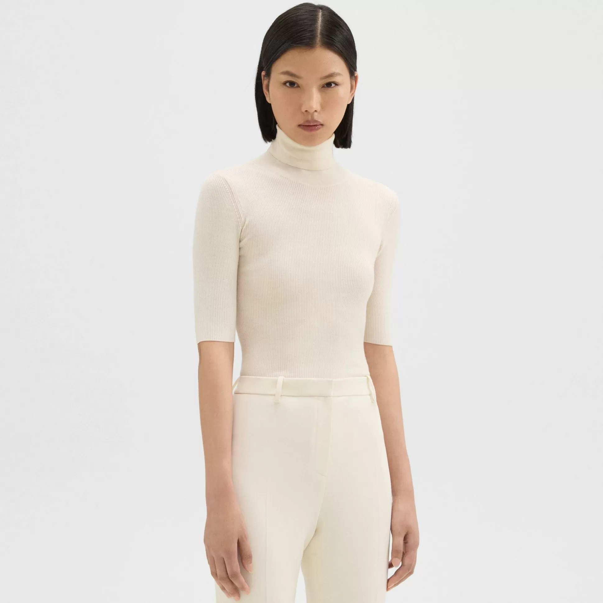 Theory Leenda Short-Sleeve Turtleneck In Regal Wool-Women Tops | Sweaters + Cardigans