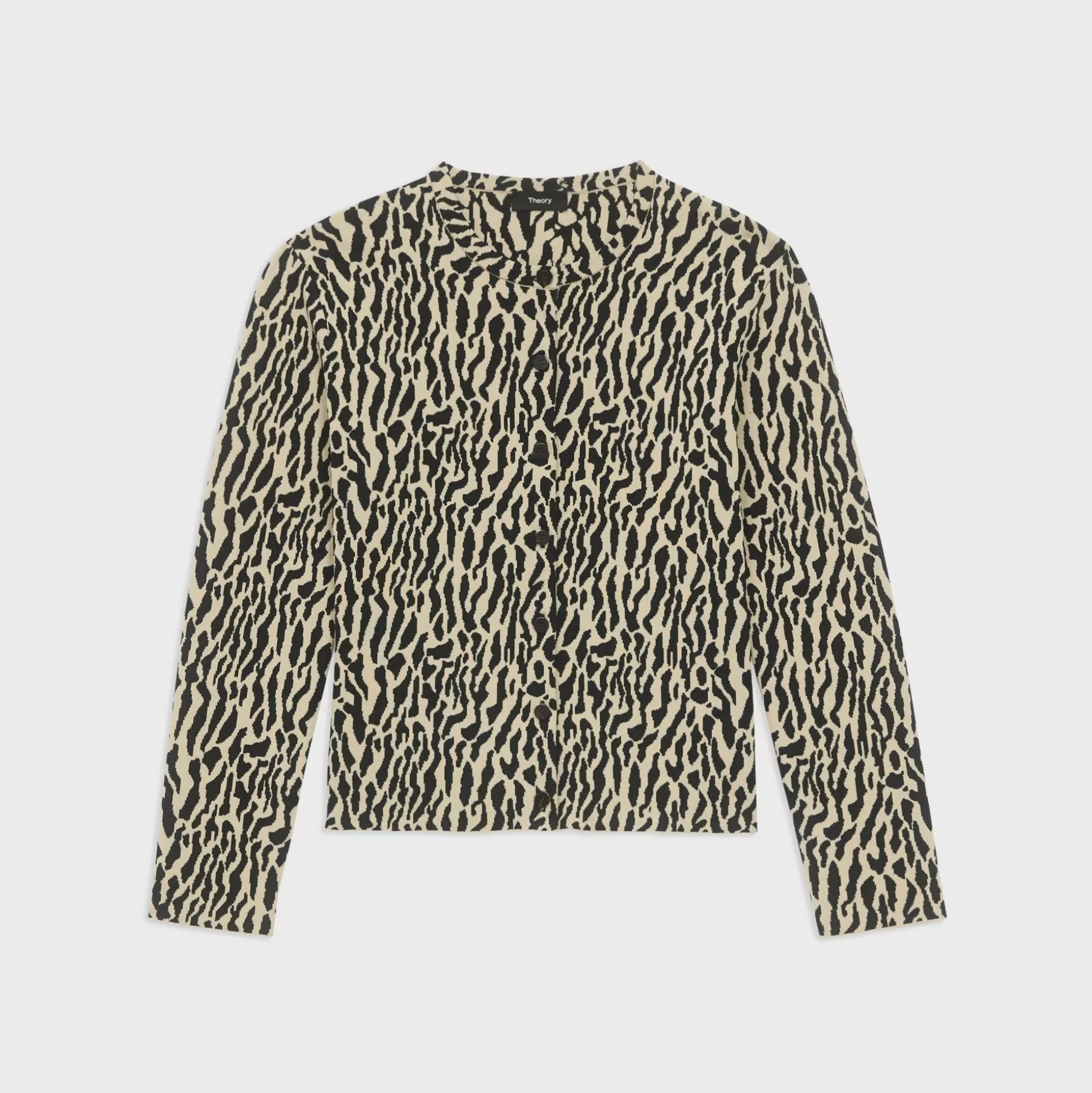 Theory Leopard Jacquard Cardigan In Cotton Blend-Women Sweaters + Cardigans