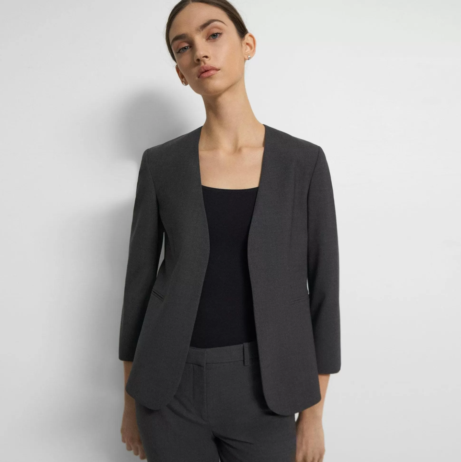 Theory Lindrayia Blazer In Good Wool-Women Blazers + Jackets