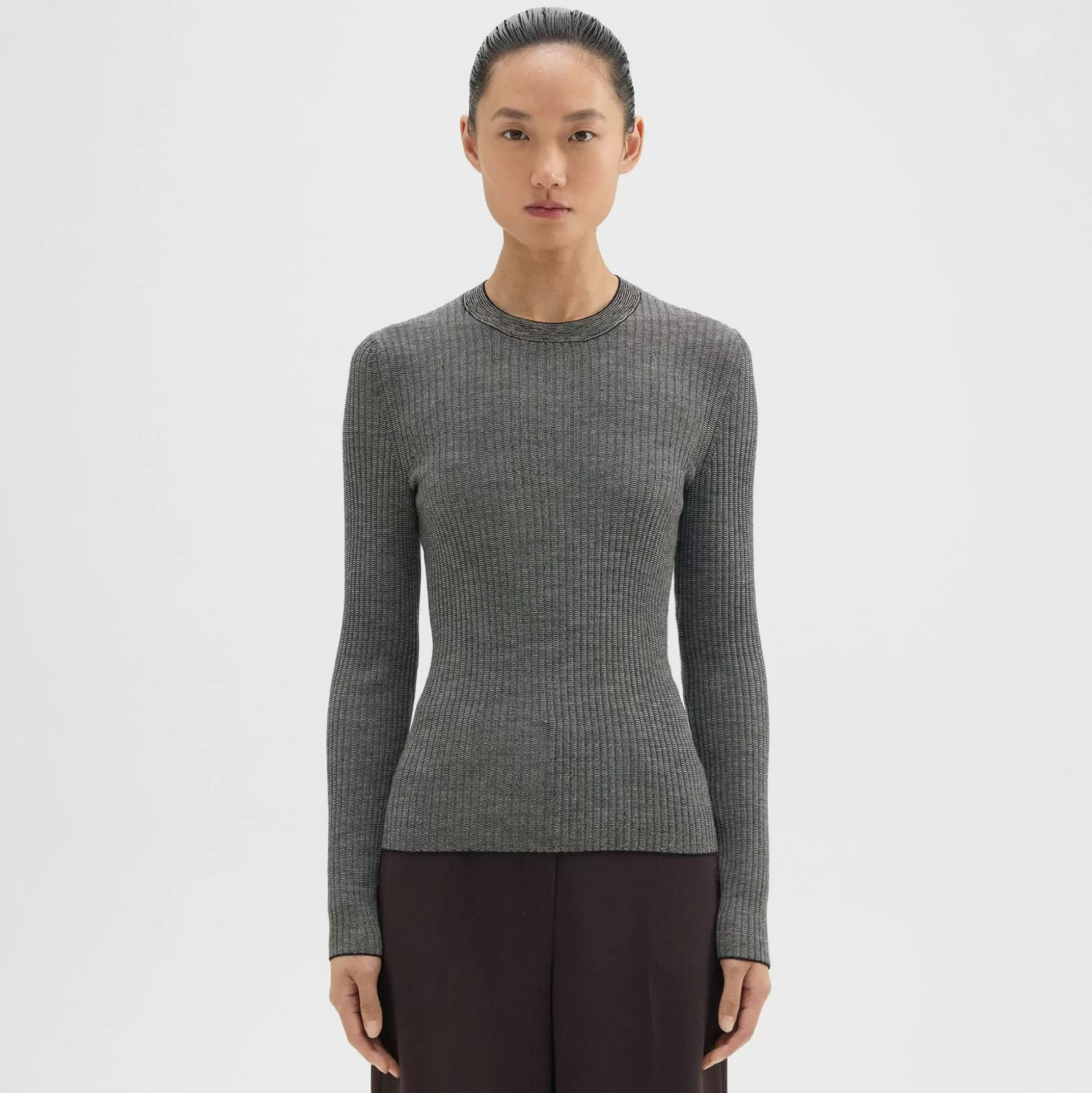 Theory Long-Sleeve Tee In Regal Wool-Women Sweaters + Cardigans