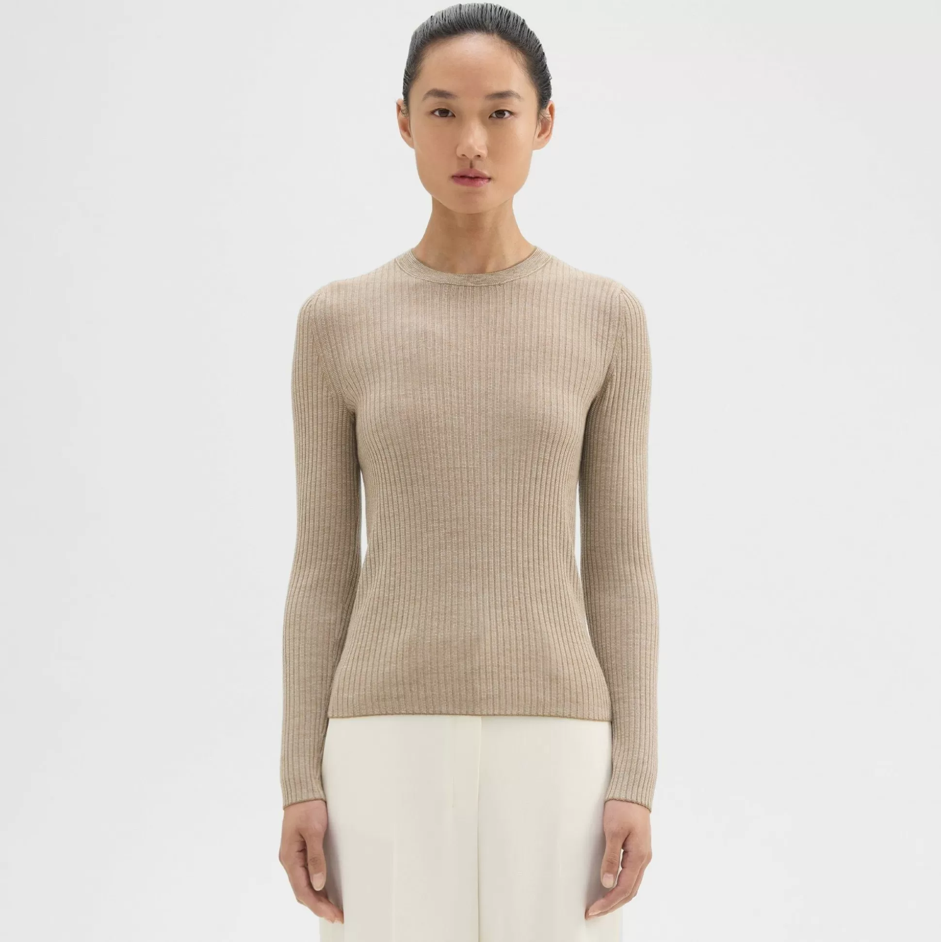 Theory Long-Sleeve Tee In Regal Wool-Women Sweaters + Cardigans